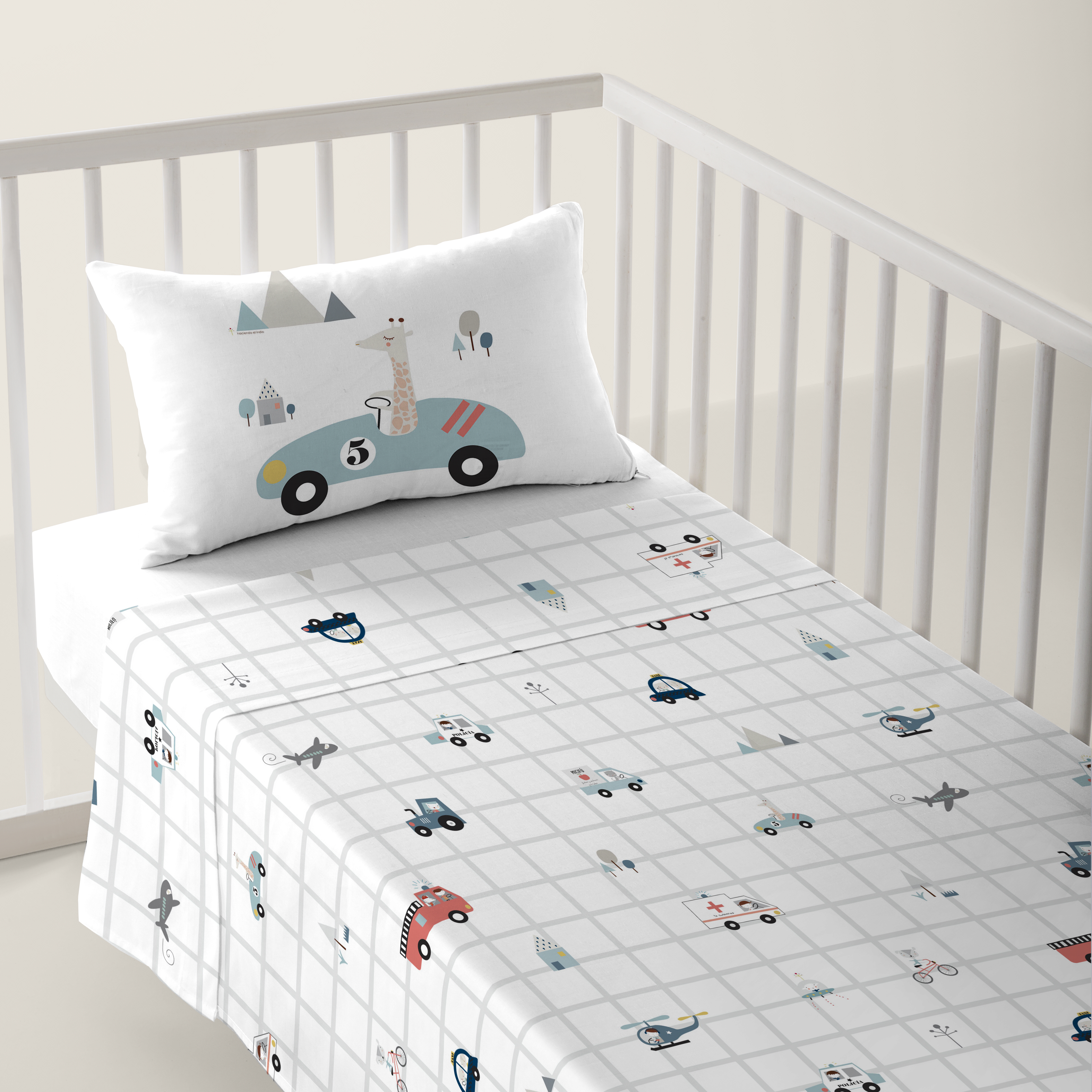 HACIENDO EL INDIO - Juego de Sábanas Cuna Estampado 100% Algodón - Juego de 2 Piezas Incluye Sábana Encimera y 1 Funda de Almohada - 100x130/120x180 cm - 27 Modelos Disponibles - Fabricado en España