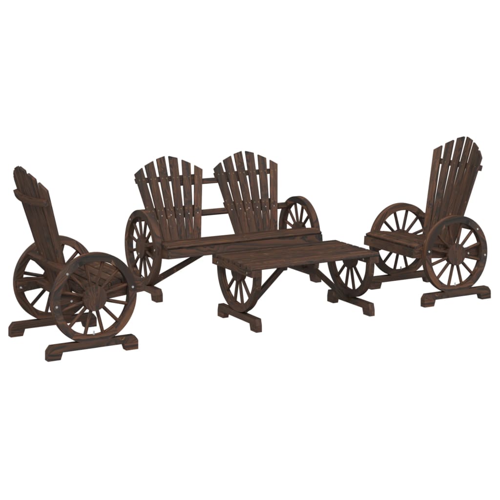 vidaXL Juego de muebles de jardín 4 piezas madera maciza de abeto