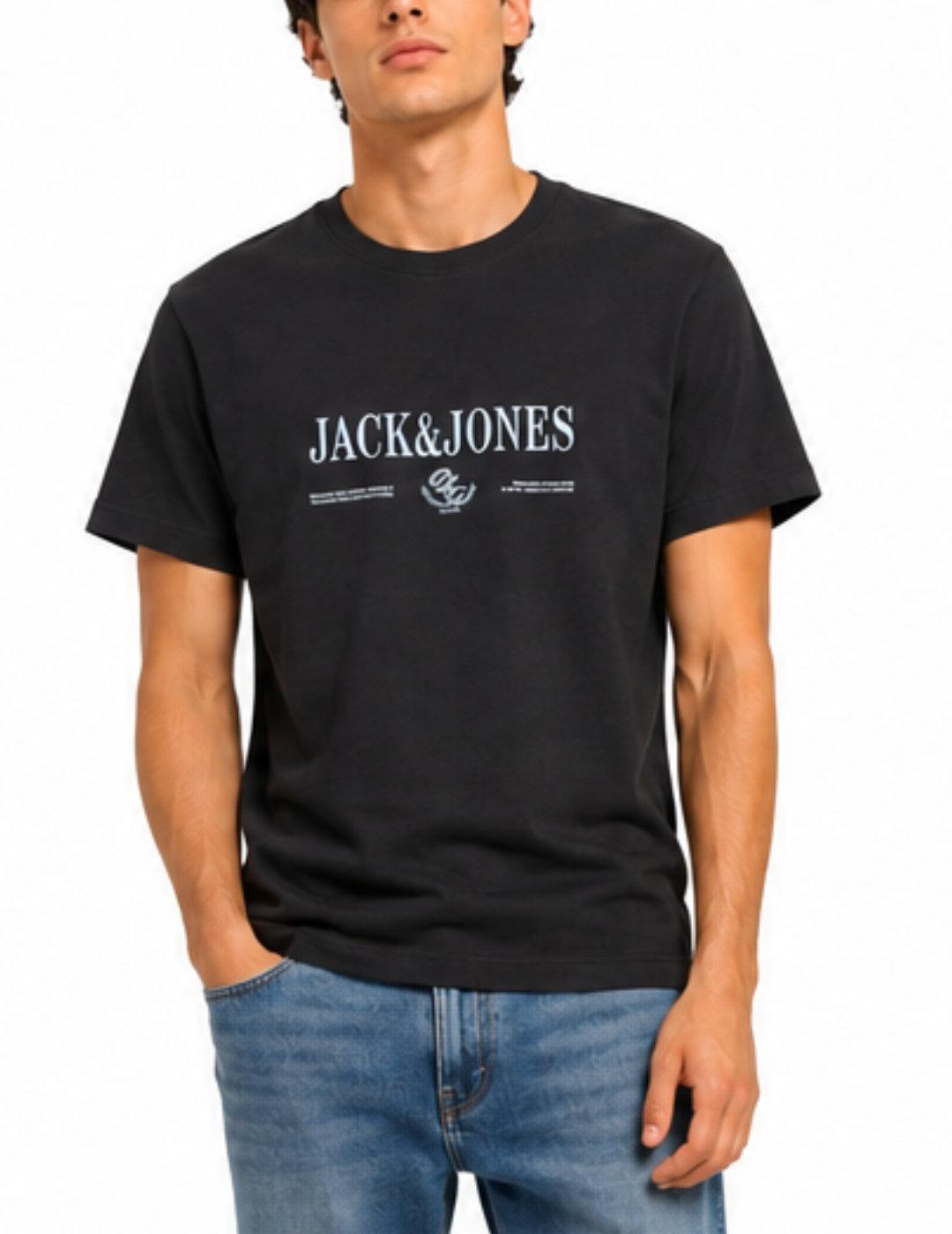 Camiseta Jack&Jones Frederiksberg negro manga corta hombre