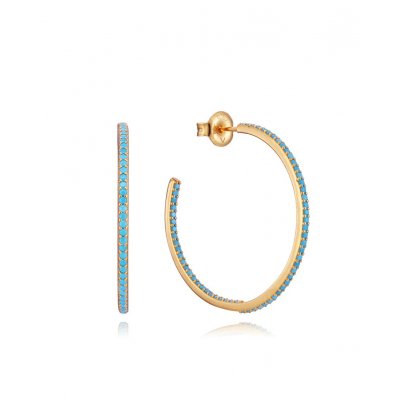 Pendientes de aro Viceroy Elegant Dorados con Circonitas Turquesas 13144E100-33