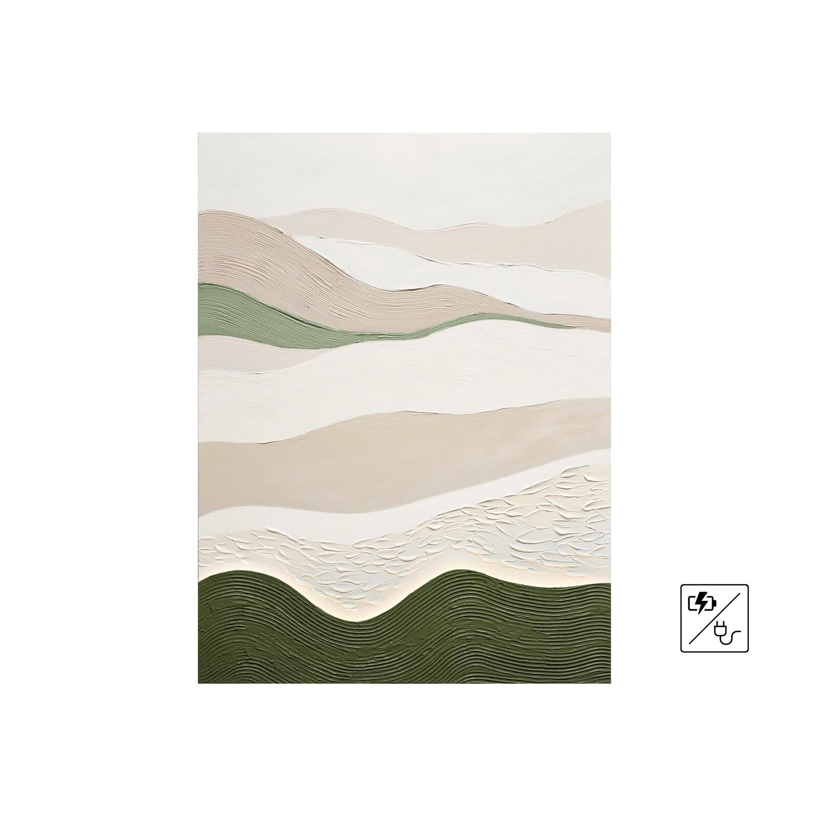 Óleo abstracto diferentes texturas verde 90x120 cm 90x3x120 cm, en lienzo, bastidor de pino Fijalo