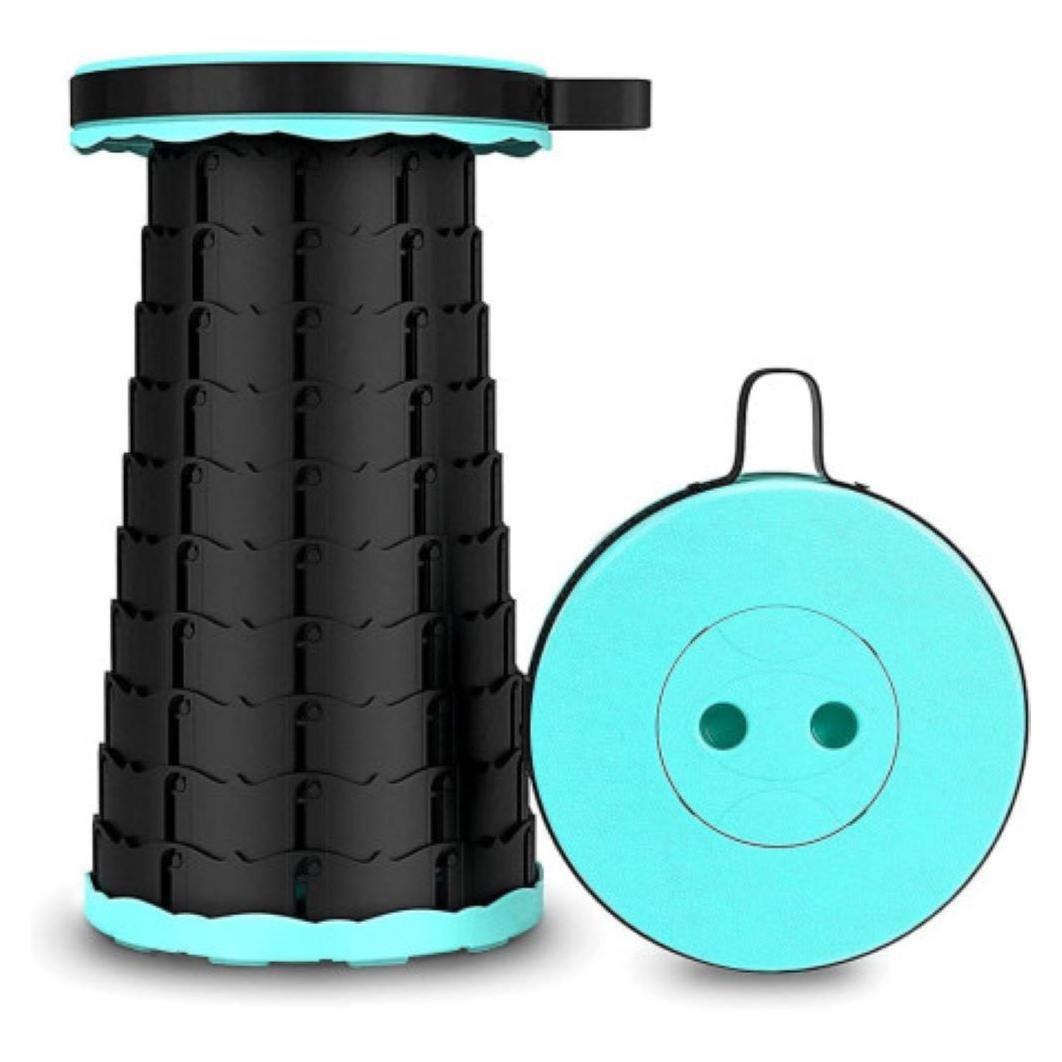 Taburete Plegable portátil para Camping, Pesca, Senderismo, Barbacoa, Altura Ajustable Redondo 180kg (Verde Agua) COSHANO