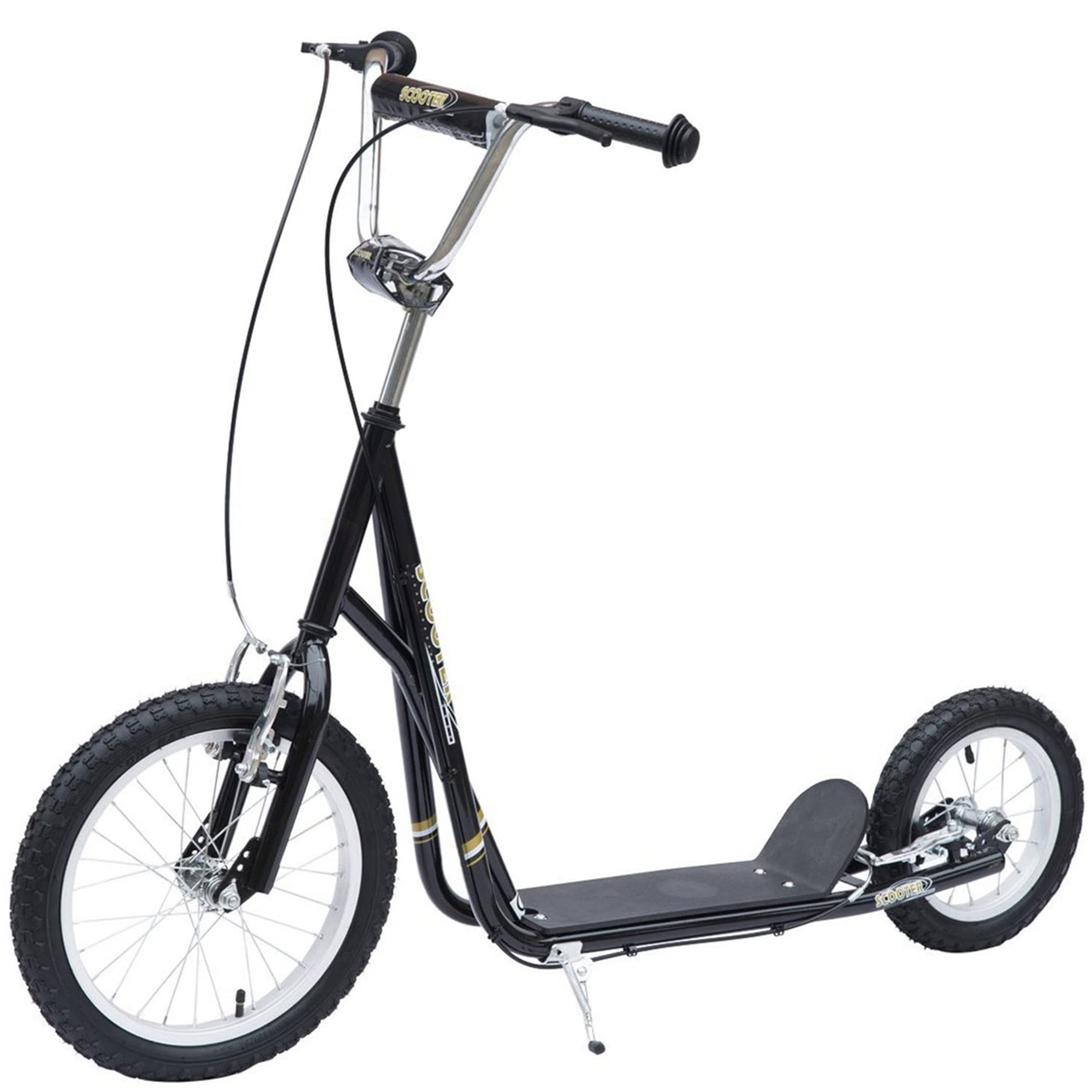 HOMCOM Patinete para Niños Mayores de 5 Años Scooter de 2 Ruedas Grandes con Doble Freno y Manillar Ajustable en Altura para Adolescentes Adultos 135x58x92-100 cm Rosa