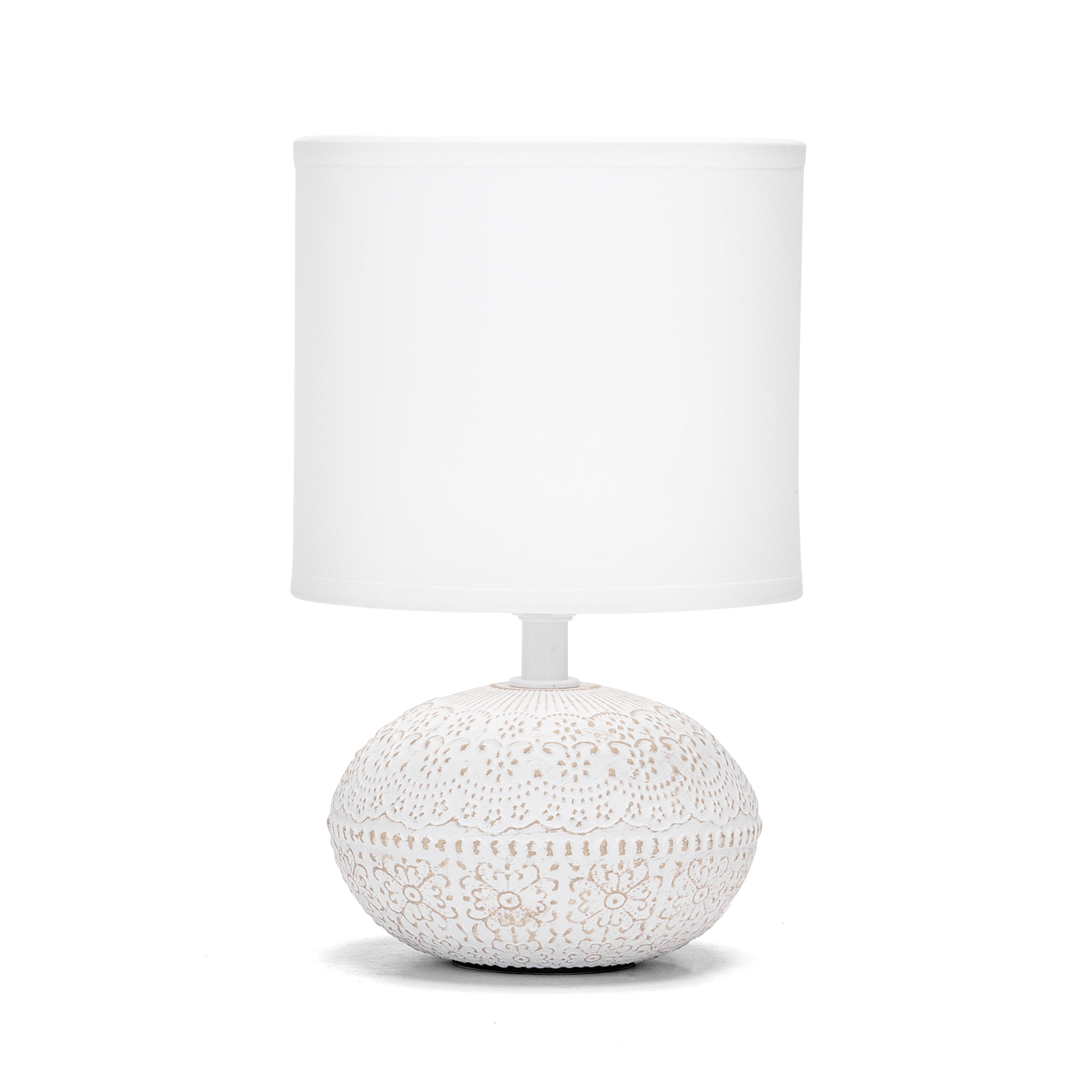 Aigostar Lampara de Mesa de Cerámica, Vintage Lámpara de Mesita de Noche con Pantalla de Tela, Casquillo E14, max.40W, Luz de Noche, Lámpara de Sobremesa para Dormitorio, Salón (sin Bombilla) -H235mm