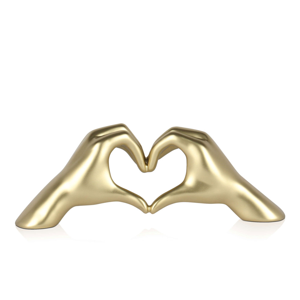 ORION91® - Unidad - Figura gran LOVE en dorado 15 x 41 x 9 cm, escultura decorativa moderna, fabricada en resina con efecto metálico, incluye certificado de artesanía - spaziOrion91