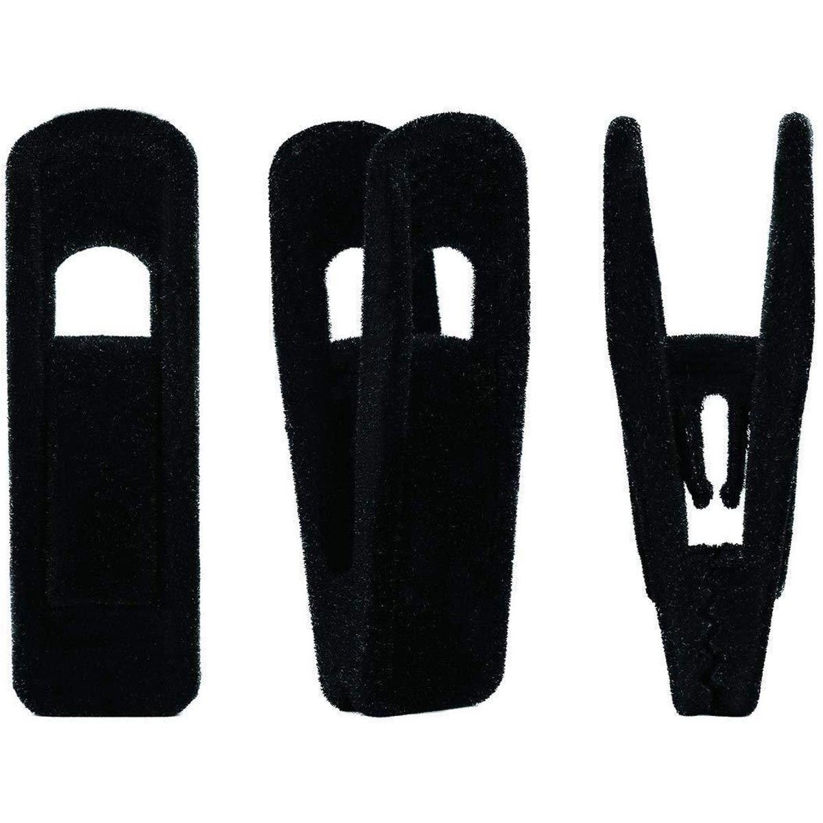 Gevlokte hangerclips voor kledinghangers - 20 antislip gevlokte clips voor broekhangers, sterke gevlokte clips, antislip kunststof gevlokte clips,Zwart