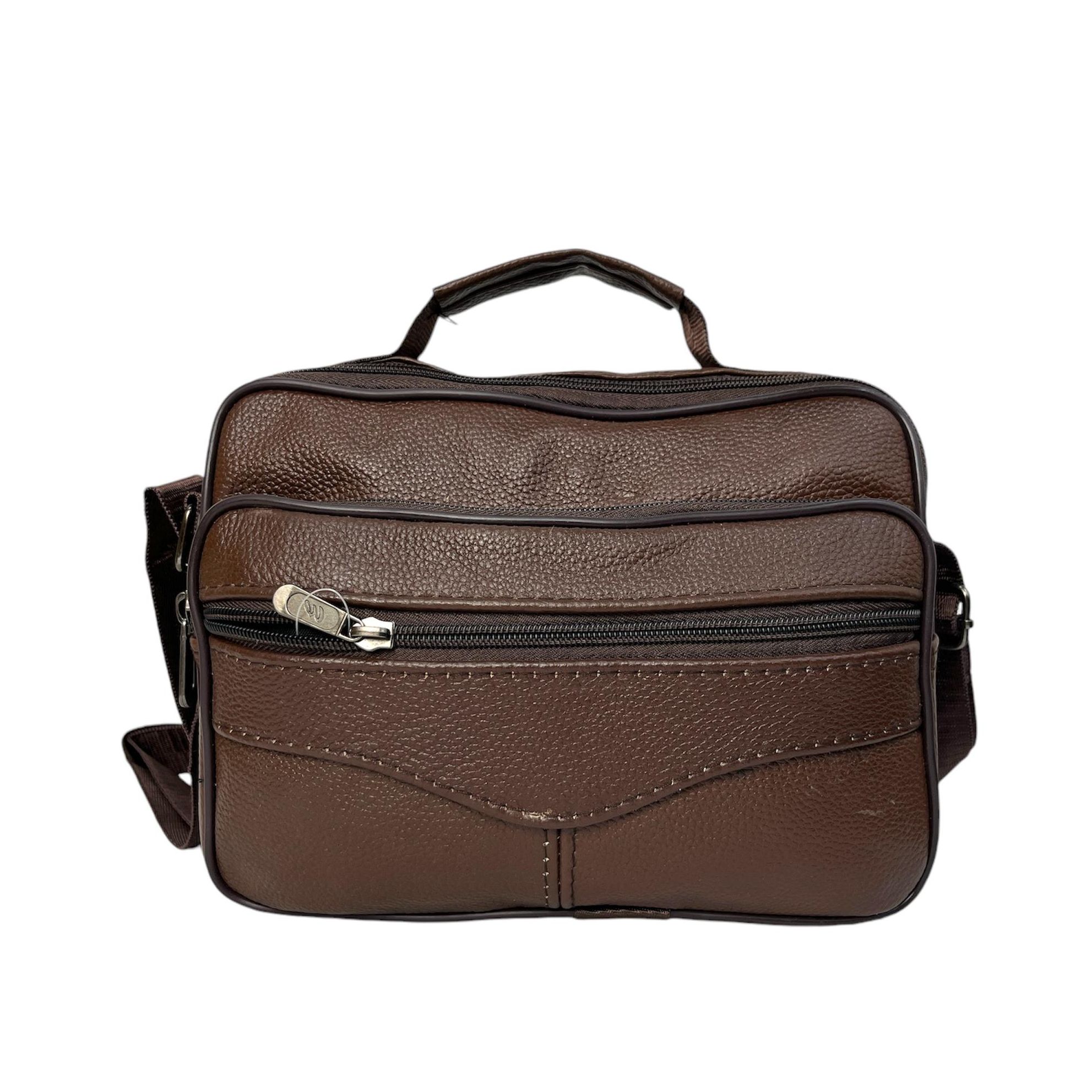 MEJORADA DL-71 Bolso de hombro de cuero genuino para hombre, bandolera horizontal de piel auténtica multibolsillo para hombre
