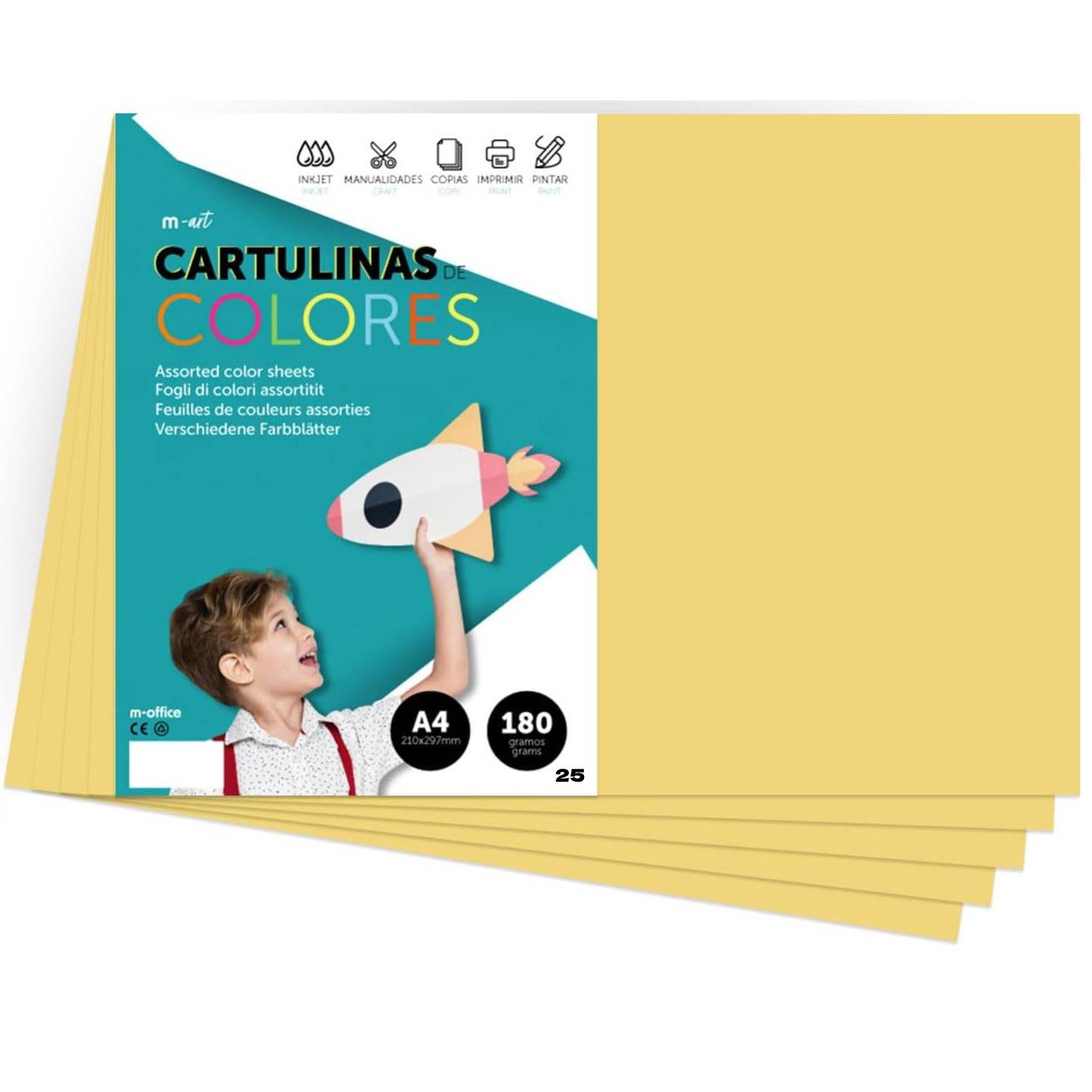 Cartulina de Colores, Cartulina A4 Colores Intensos, Hojas de Colores 180gr para Manualidades, Imprimir tus Documentos y Diseños Creativos, Folios de Colores A4 · m-office