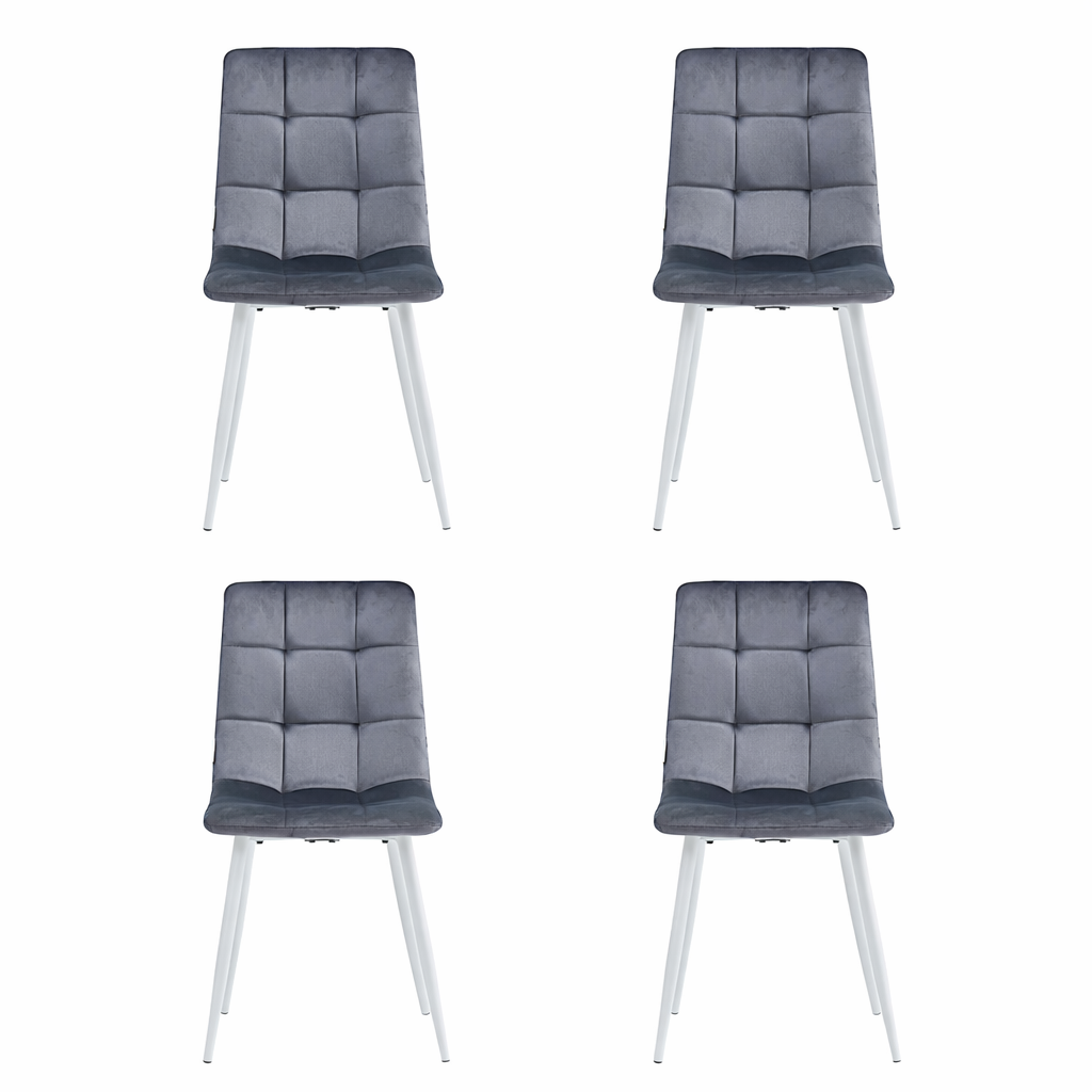 Minimal DECO Pack de 4 Sillas Tapizadas de Comedor Estilo Moderno con Patas Metálicas Blancas o Negras, Varios Colores, 54 x 44 x 90 cm