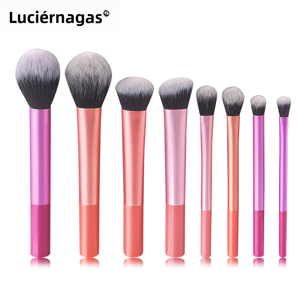 TK Kit De 8 Pinceles De Maquillaje Suaves De Sintéticos Para Base Rubor Sombra Herramientas De Cosméticos Pinceles De Metal