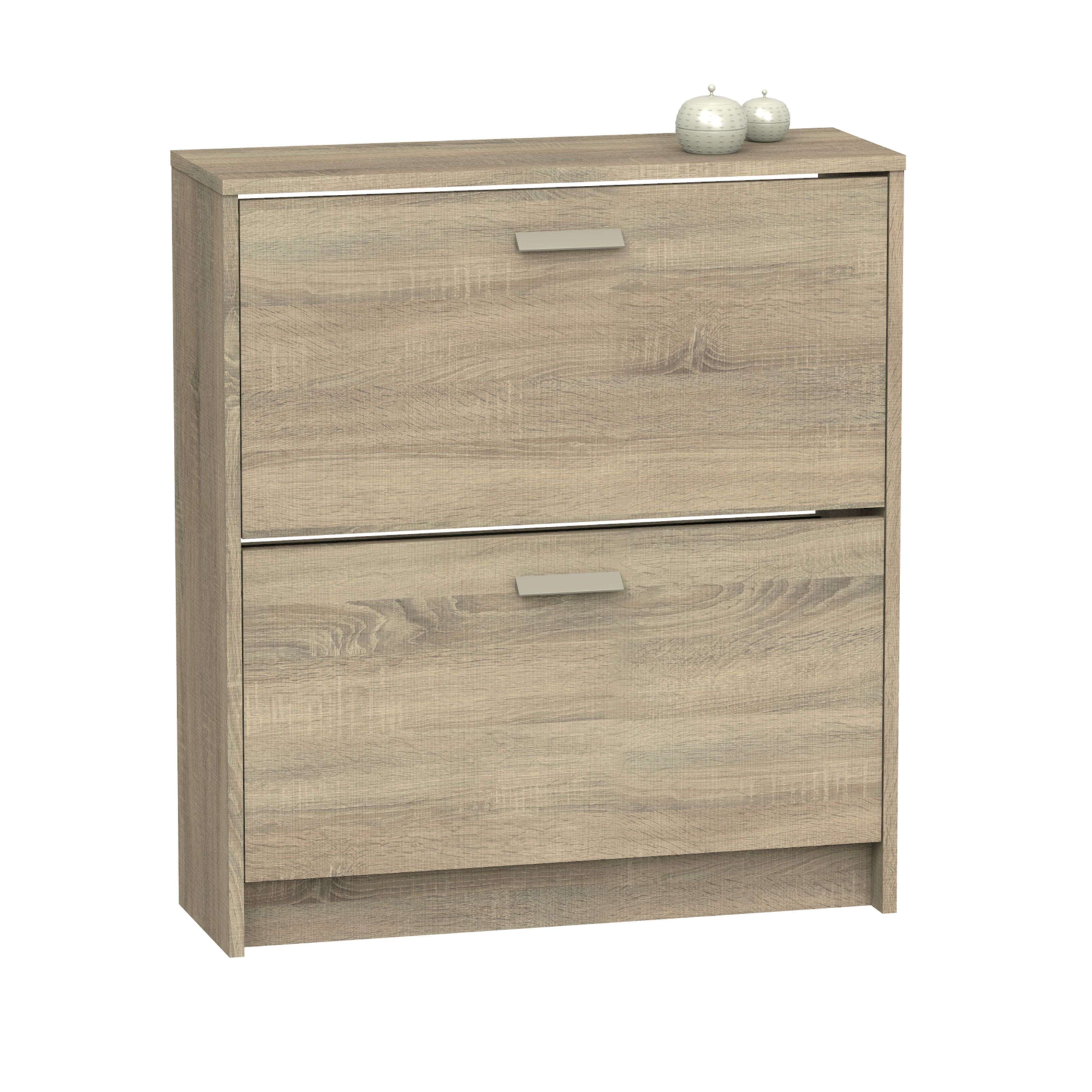 Miroytengo Zapatero 2 puertas Tibet Recibidor con Posibilidad de colgar en Pared Color Roble Cambrian 82x74x25 cm