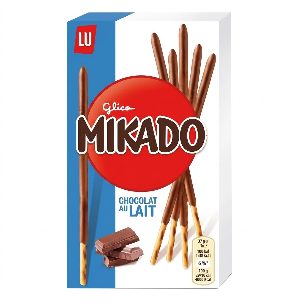 Mikado Chocolate con Leche, 24 cajas de 39 g N / cada una, barritas crujientes y deliciosas, naturales y orgánicas, fabricadas en España – Perfectas para disfrutar en cualquier momento del día