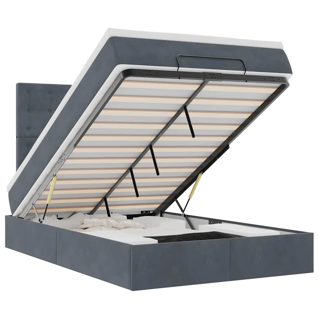 vidaXL Estructura de cama otomana colchones terciopelo gris oscuro