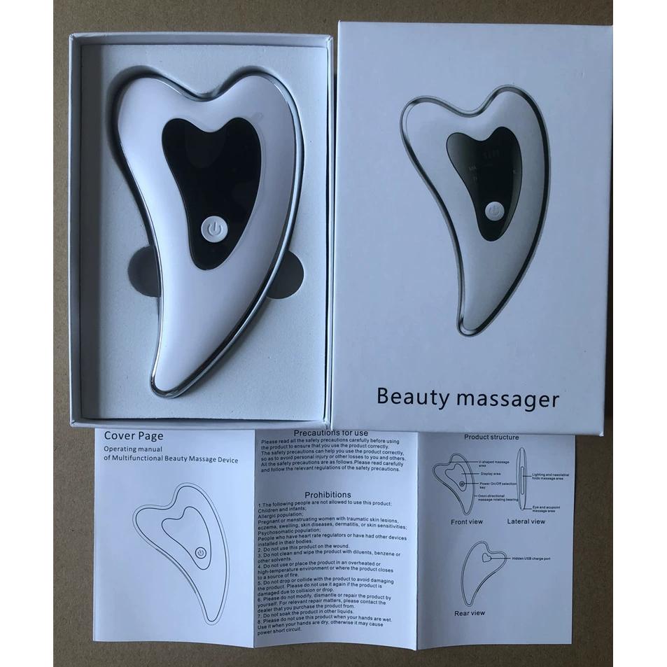 Raspador facial eléctrico, instrumento de belleza facial, masajeador de vibración con calor recargable, masajeador raspador de cara, cuello y cuerpo, regalo de vacaciones para niñas