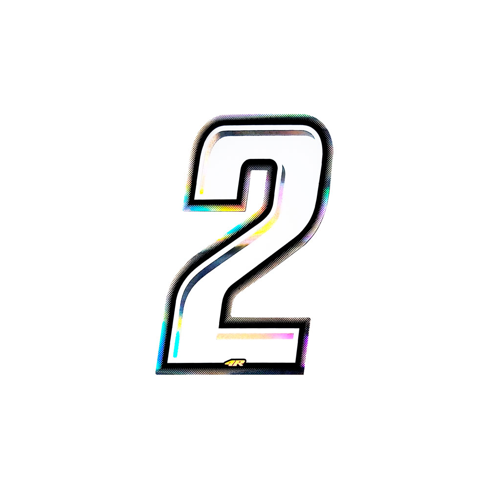 Pegatina Race Number para Motocicleta "2" Slim Blanco 100 mm