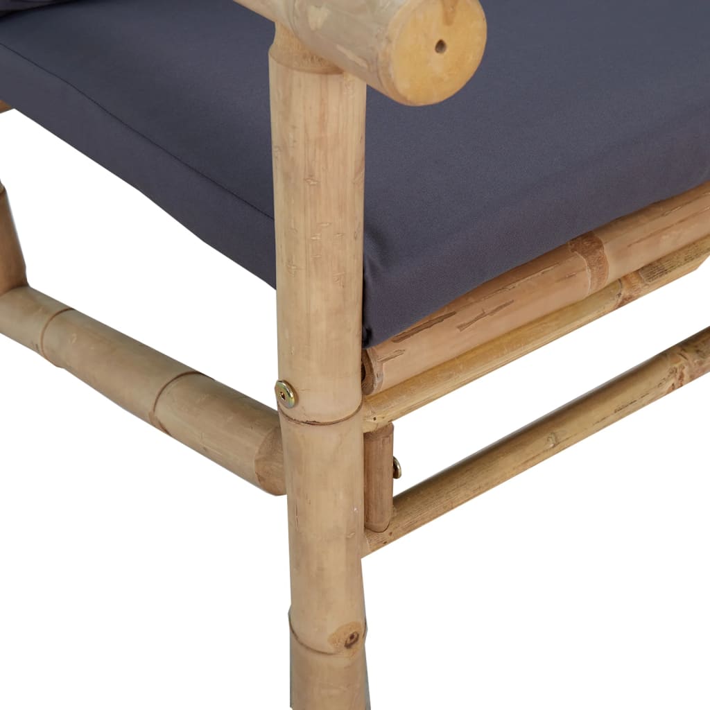 vidaXL Set de muebles de jardín 2 piezas bambú con cojines gris oscuro