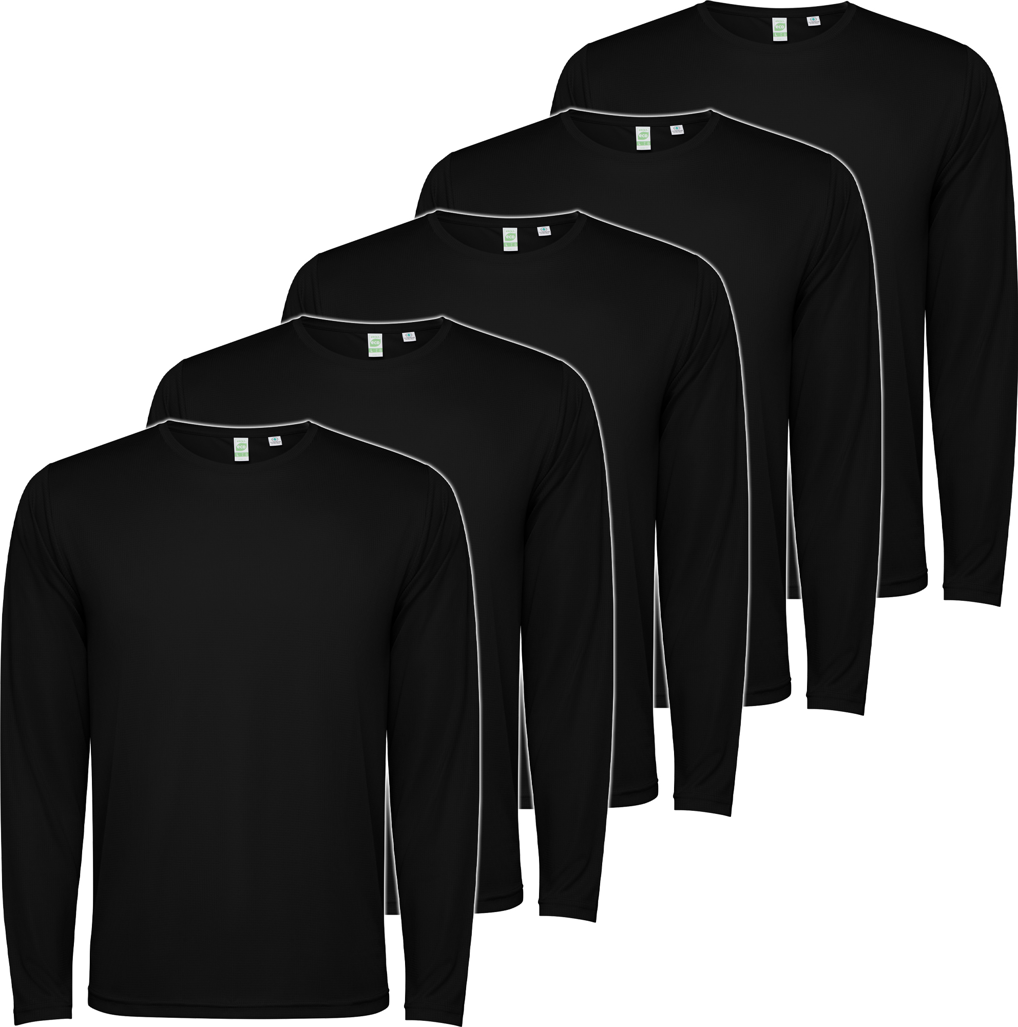 PACK 5 | Camiseta Técnica Manga Larga | Poliéster | Transpirable | Roly