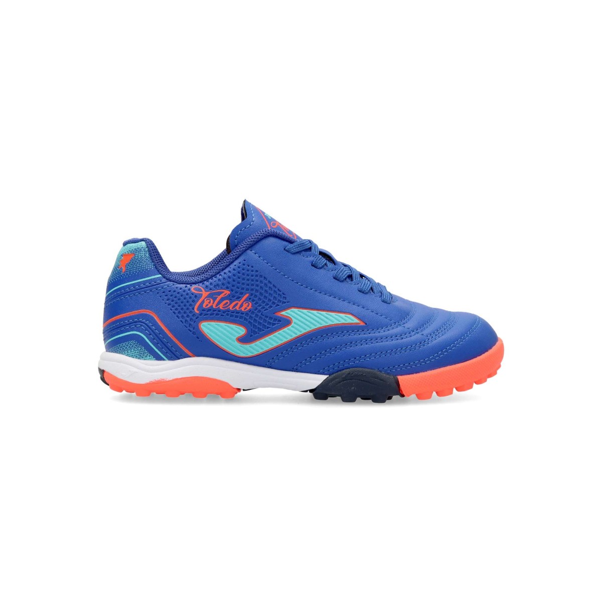 Joma - Zapatillas de fútbol Junior Toledo para campo de tierra y moqueta, con cierre de cordones y suela multitacos, color azul royal