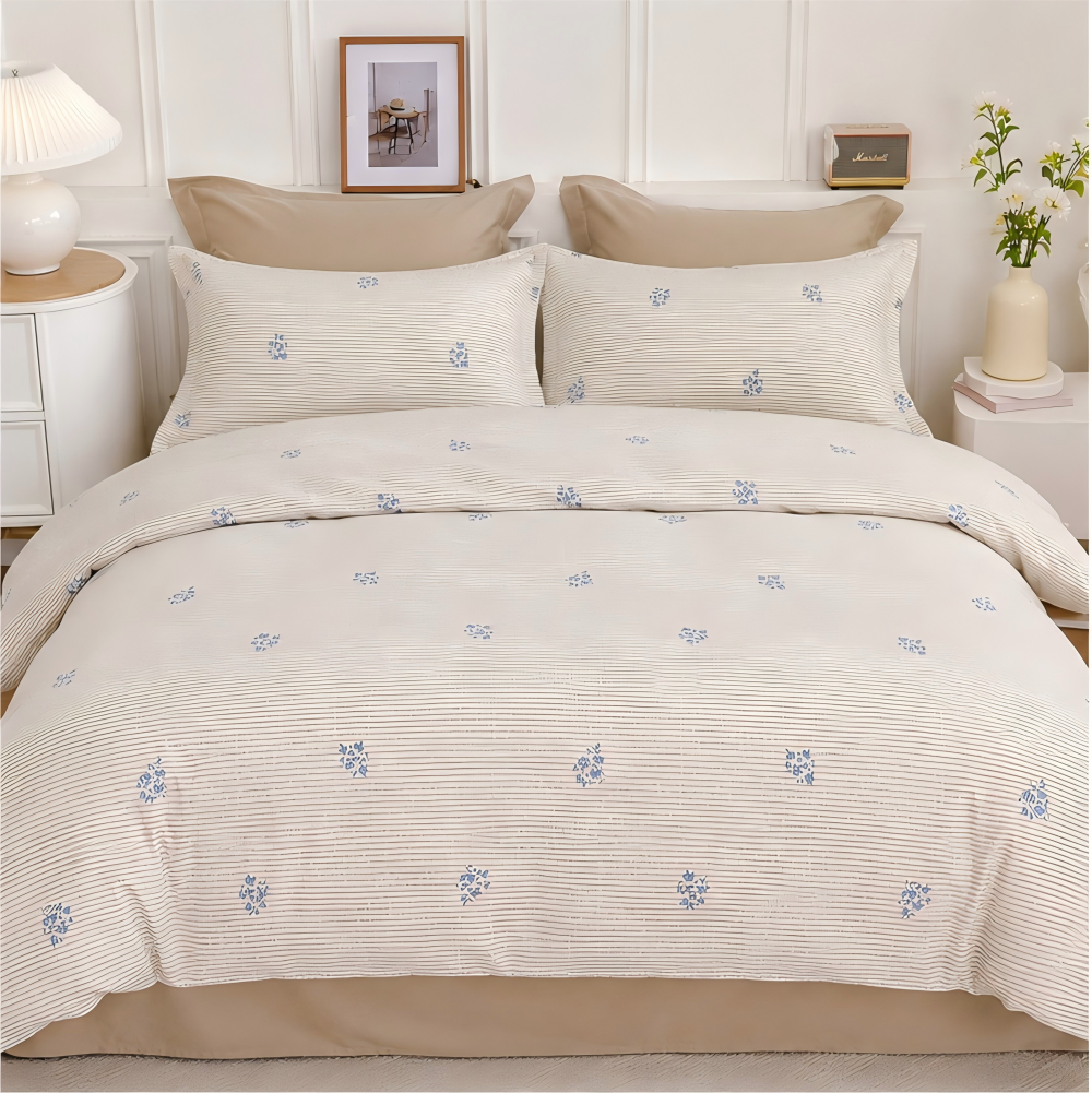 Juego de Funda Nórdica 3/4 Piezas de Algodón Extrasuave Juego de Ropa de Cama 90/105/135/150CM