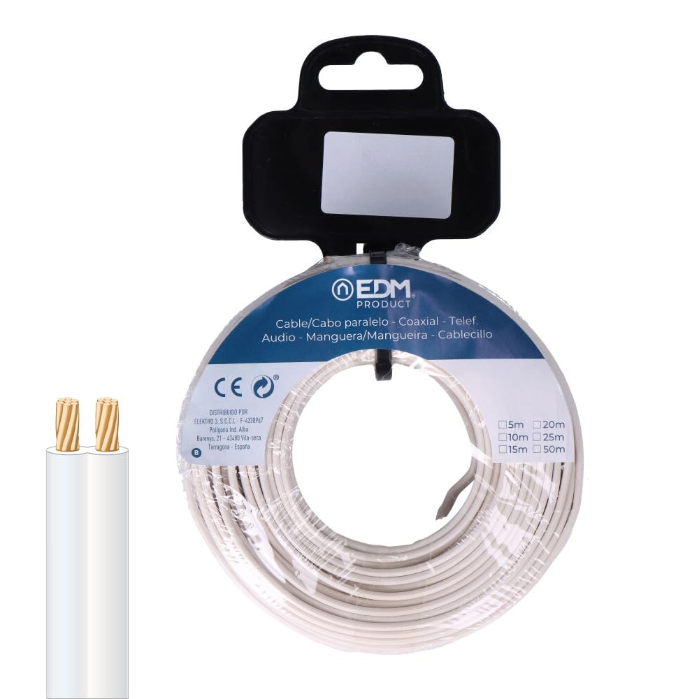 carrete cable paralelo 2x1,5mm blanco 15m (audio)