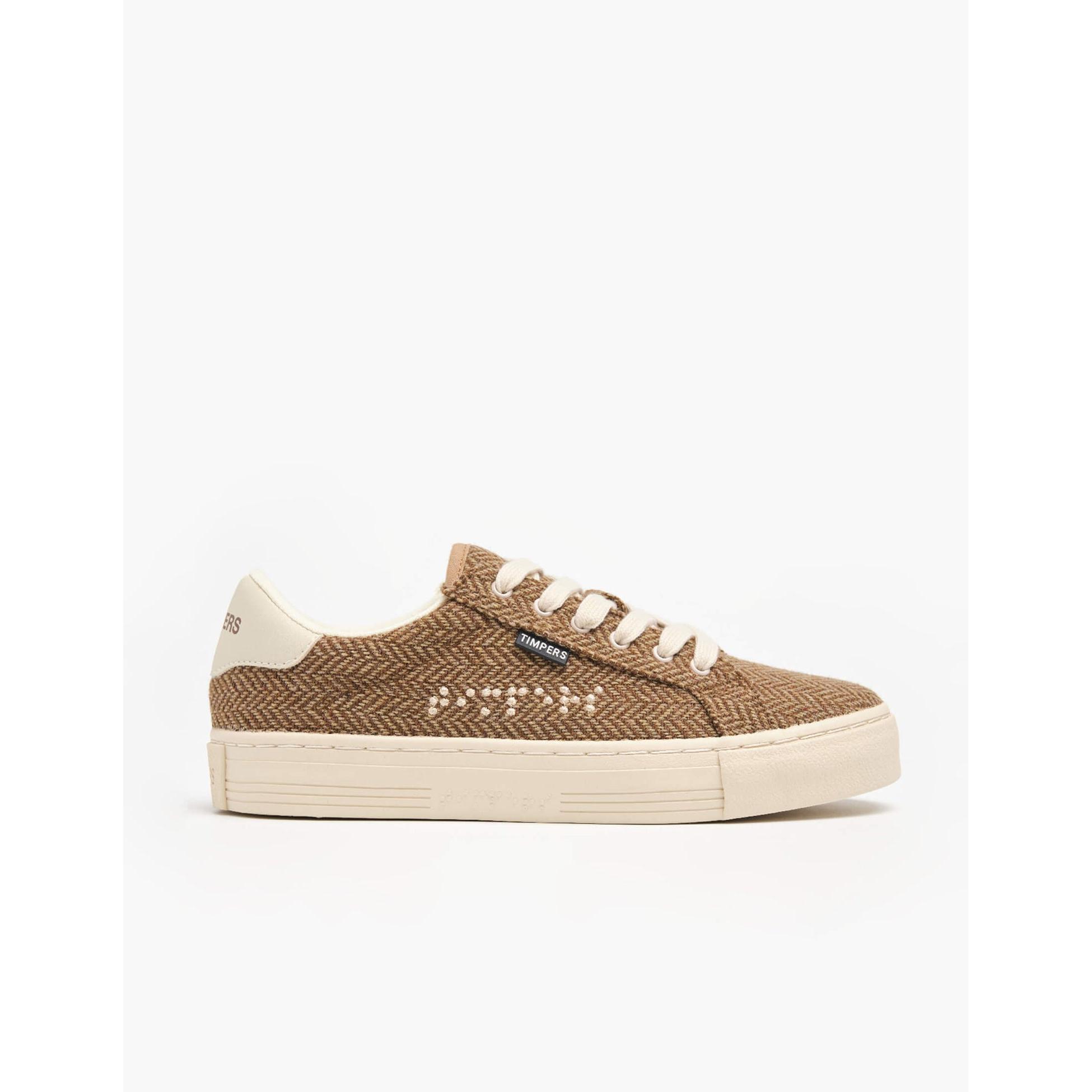 Zapatillas Veganas Marrones Para Hombre y Mujer con Detalles en Braille y Suela Beige – Inclusivas y Cómodas Timpers