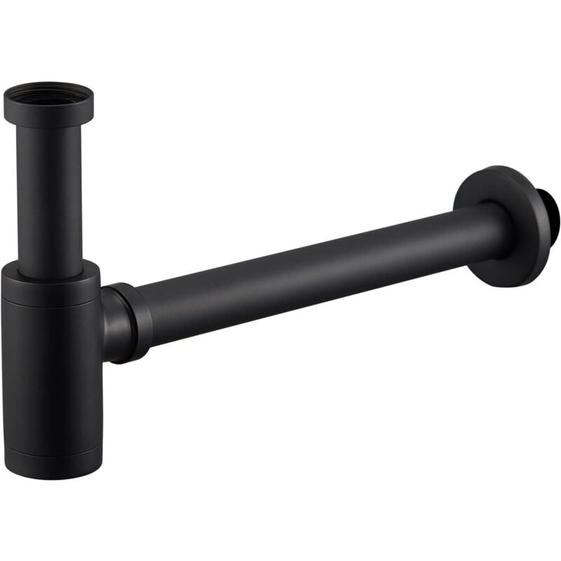 CA Sifón de lavabo y fregadero de diseño universal negro con diseño de apertura de limpieza tubo sifón sifón