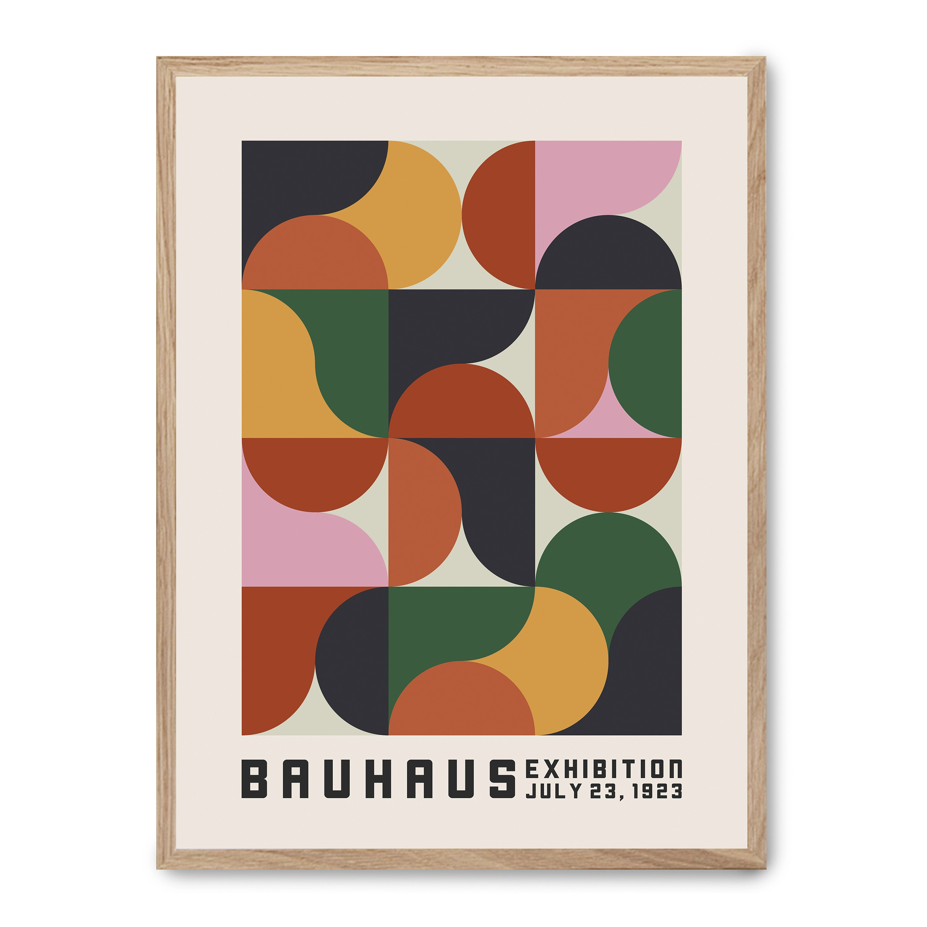 Lámina con marco negro BAUHAUS IN COLORS 21x30 cm, Póster impreso en papel de primera calidad de 180gr, montado sobre marco de madera MDF acabado en negro., Arte - Bauhaus