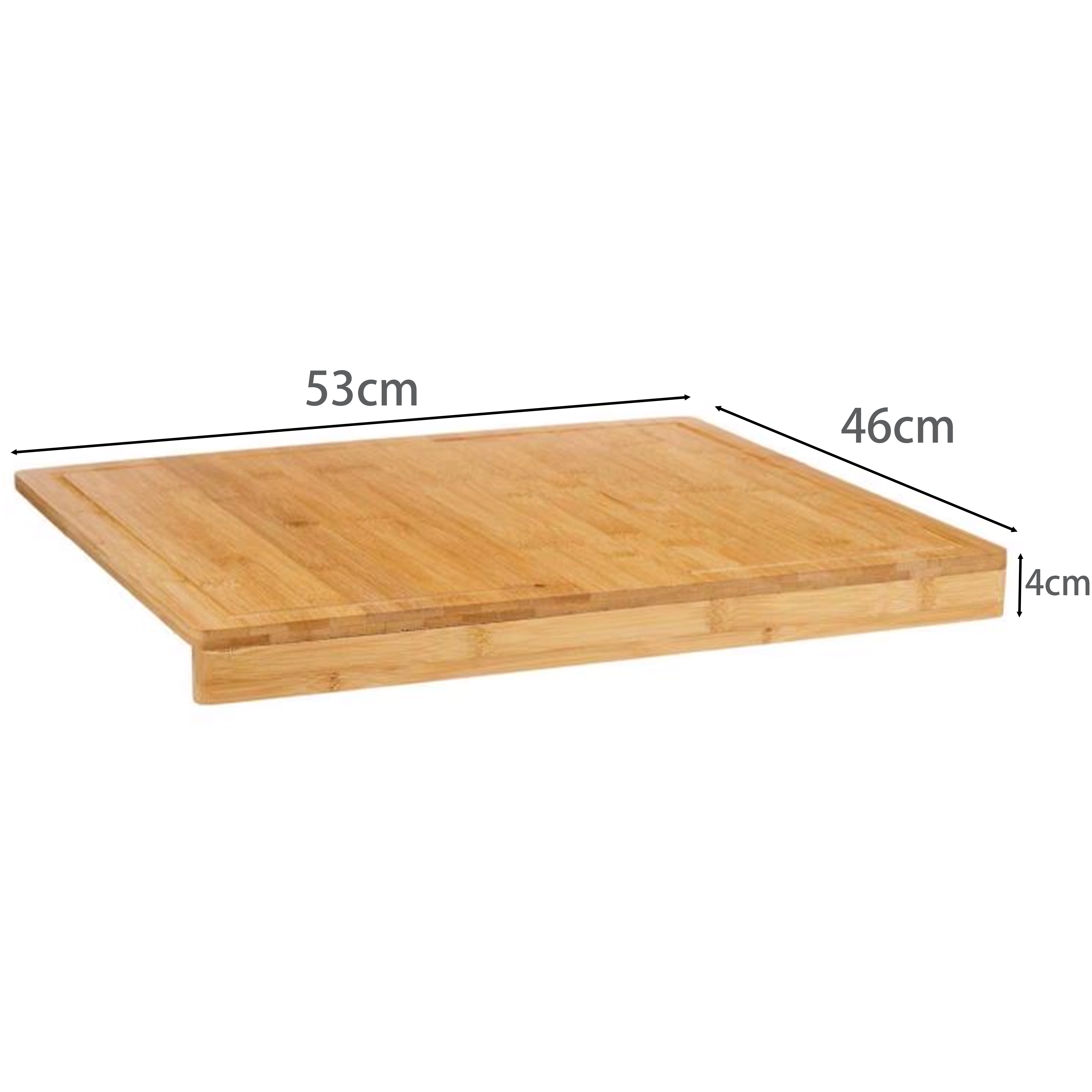 Tabla de Cortar de Bambú Grande con Ranura para Líquidos, Rectangular, Natural, Moderna para Cocina