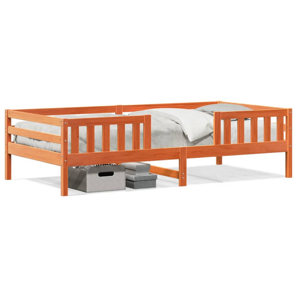 vidaXL Cama sin colchón madera maciza pino marrón cera 80x200 cm