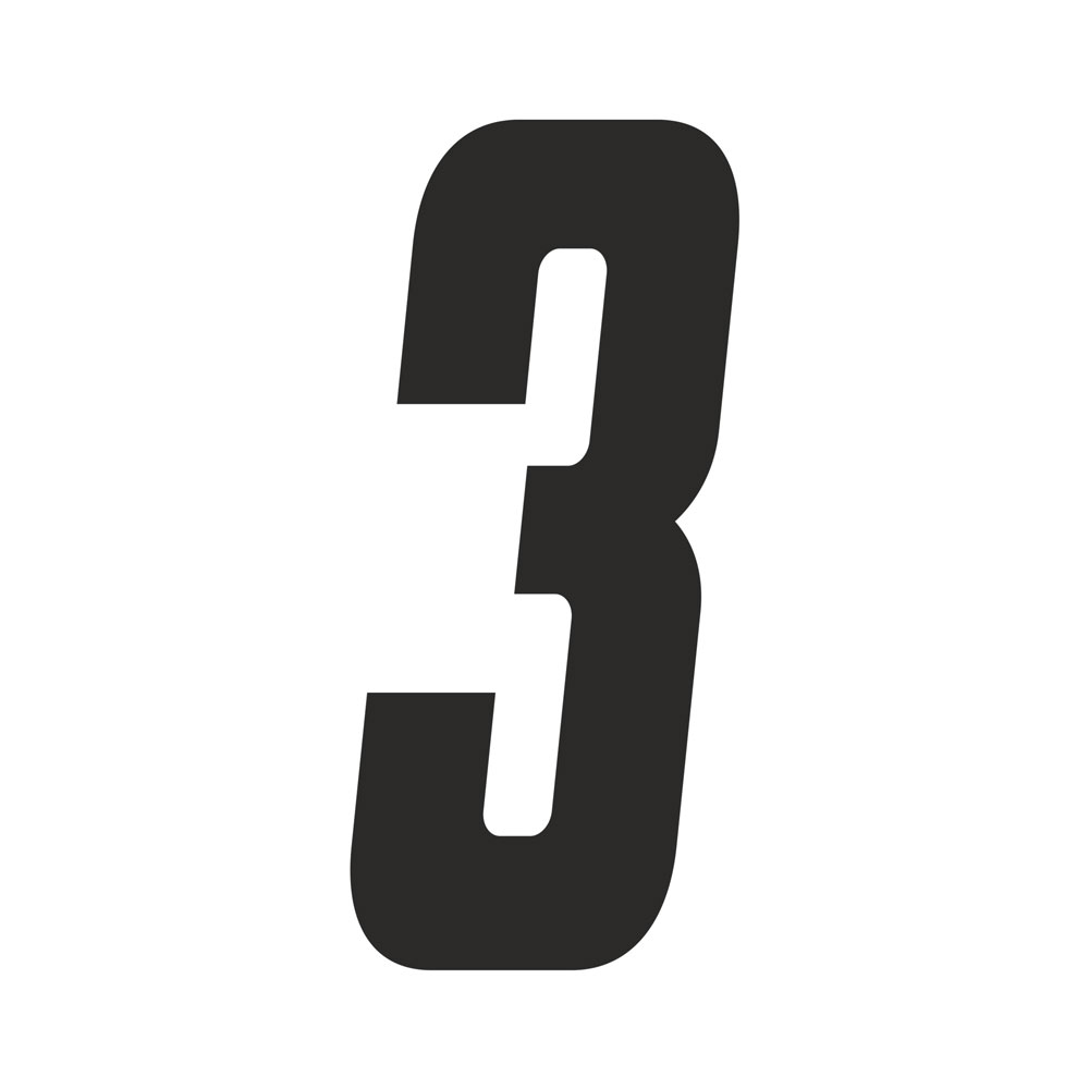 Pegatina Race Number para Moto Cross "3", Negro 21 cm
