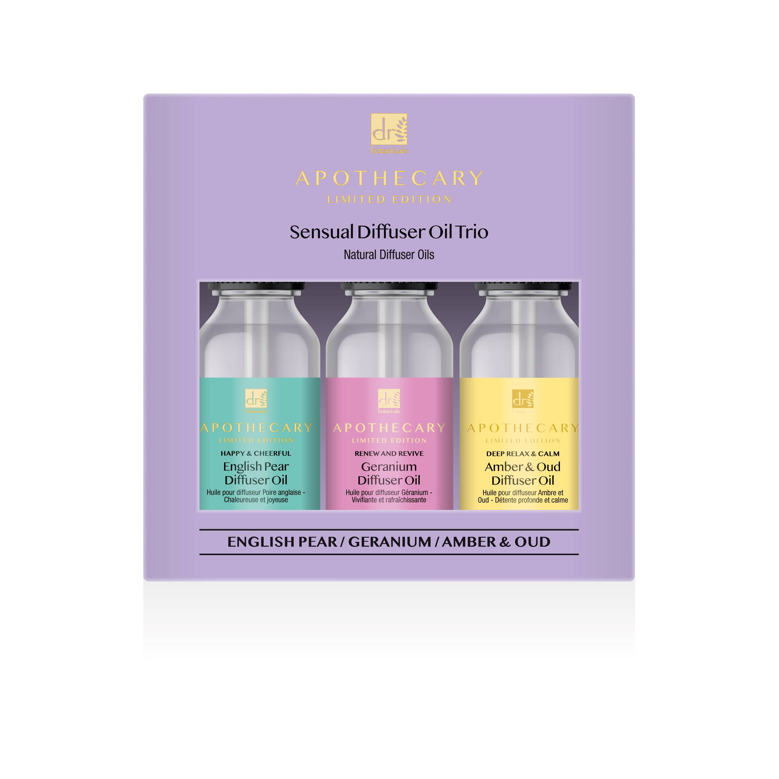 Dr. Botanicals Set de 3 Aceites Esenciales para Difusor con Aromas Relajantes y Bienestar