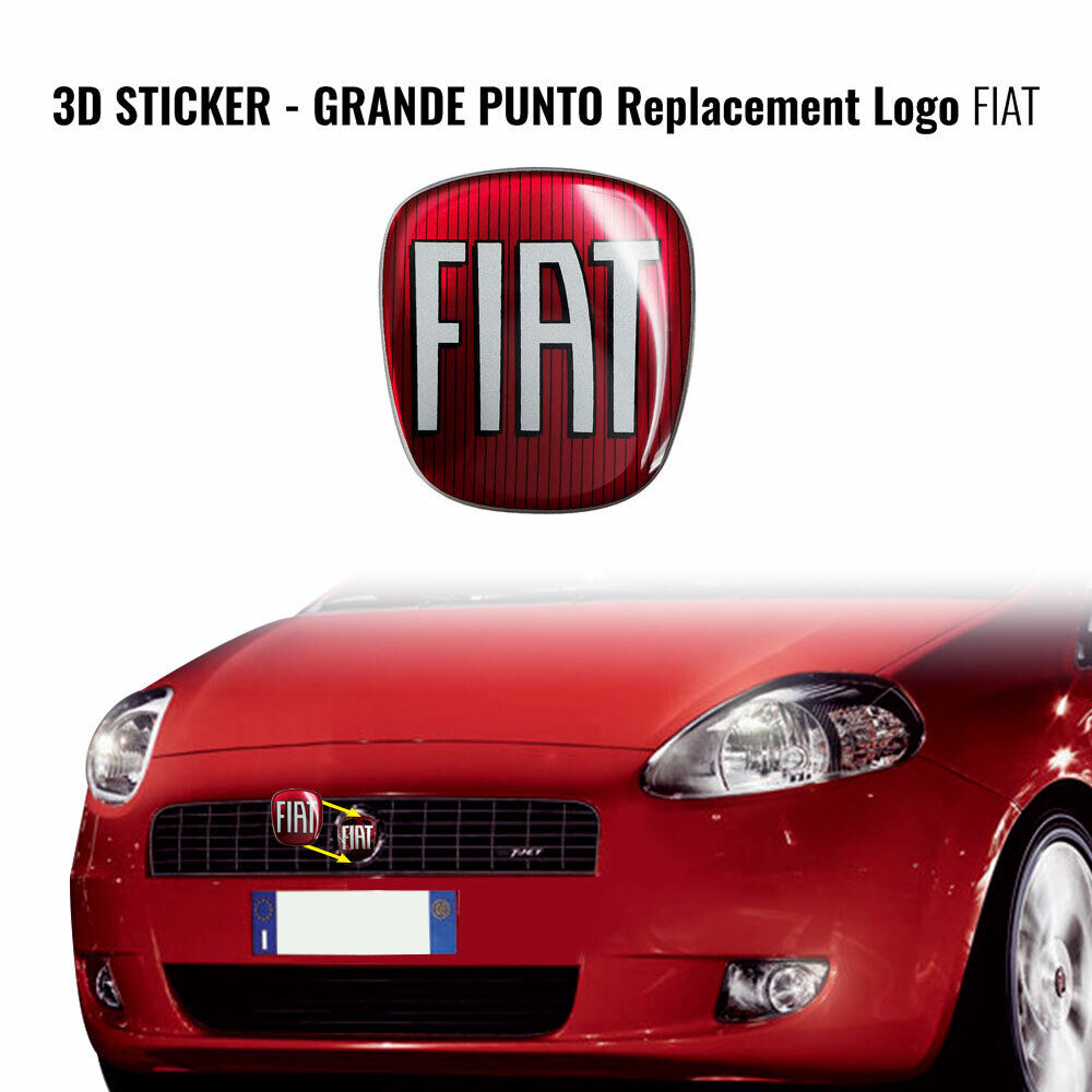 4R Quattroerre.it Fiat Logo Reemplazo Pegatina 3D para Gran Punto Delantero + Trasero - Italia