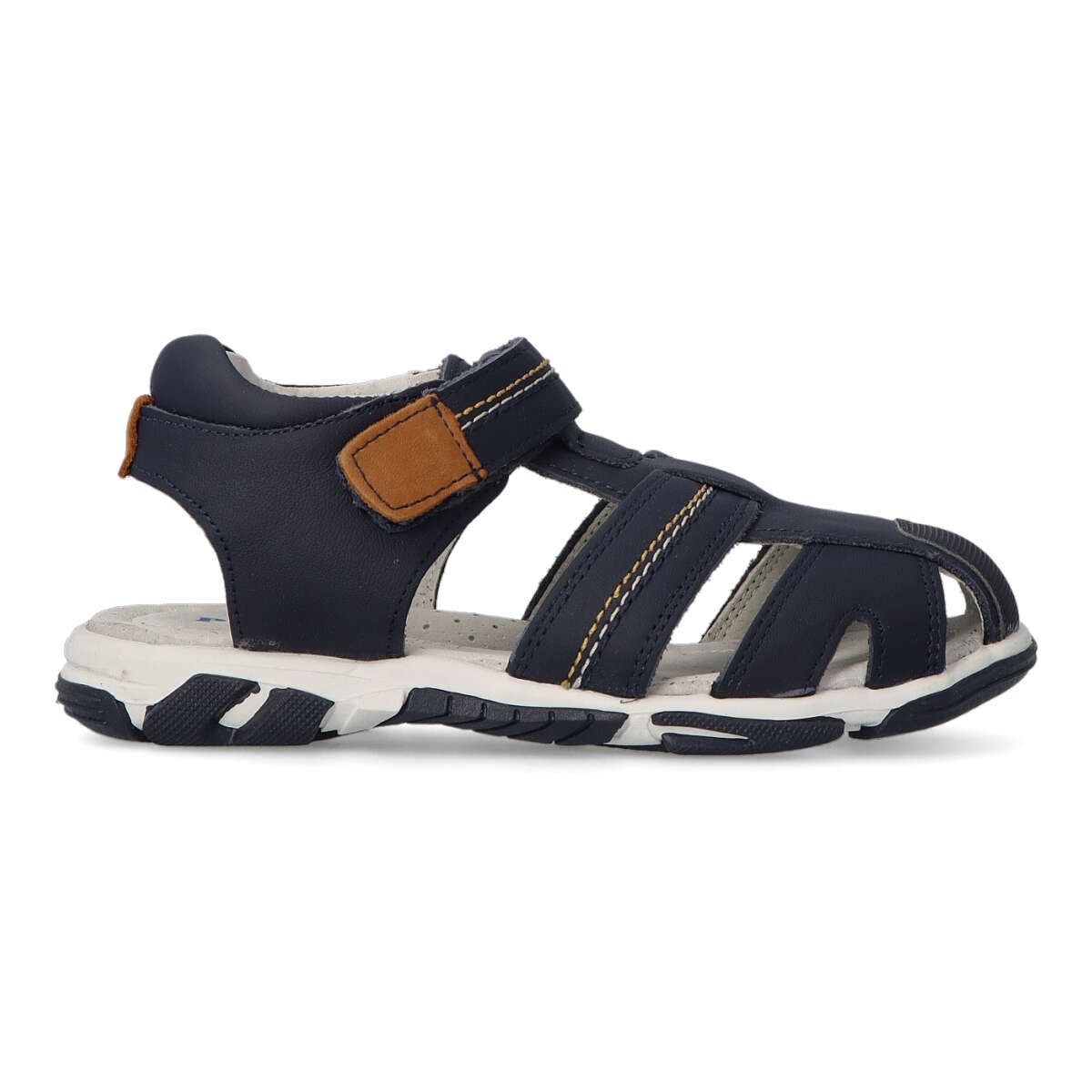 Peke's by Vanessa - Sandalias PEKES de piel para niño, cierre de velcro y puntera reforzada, estilo cangrejera casual con suela de goma flexible y forro acolchado