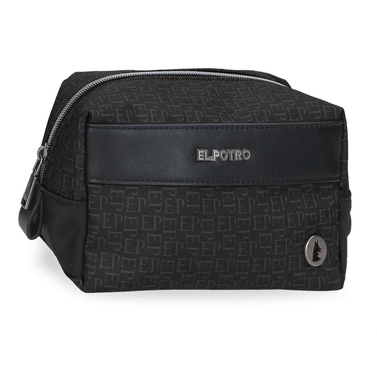 Neceser Pequeño El Potro Luna Negro – Bolsa de Aseo en Poliéster y PU con Cremallera, Ideal para Viaje y Accesorios