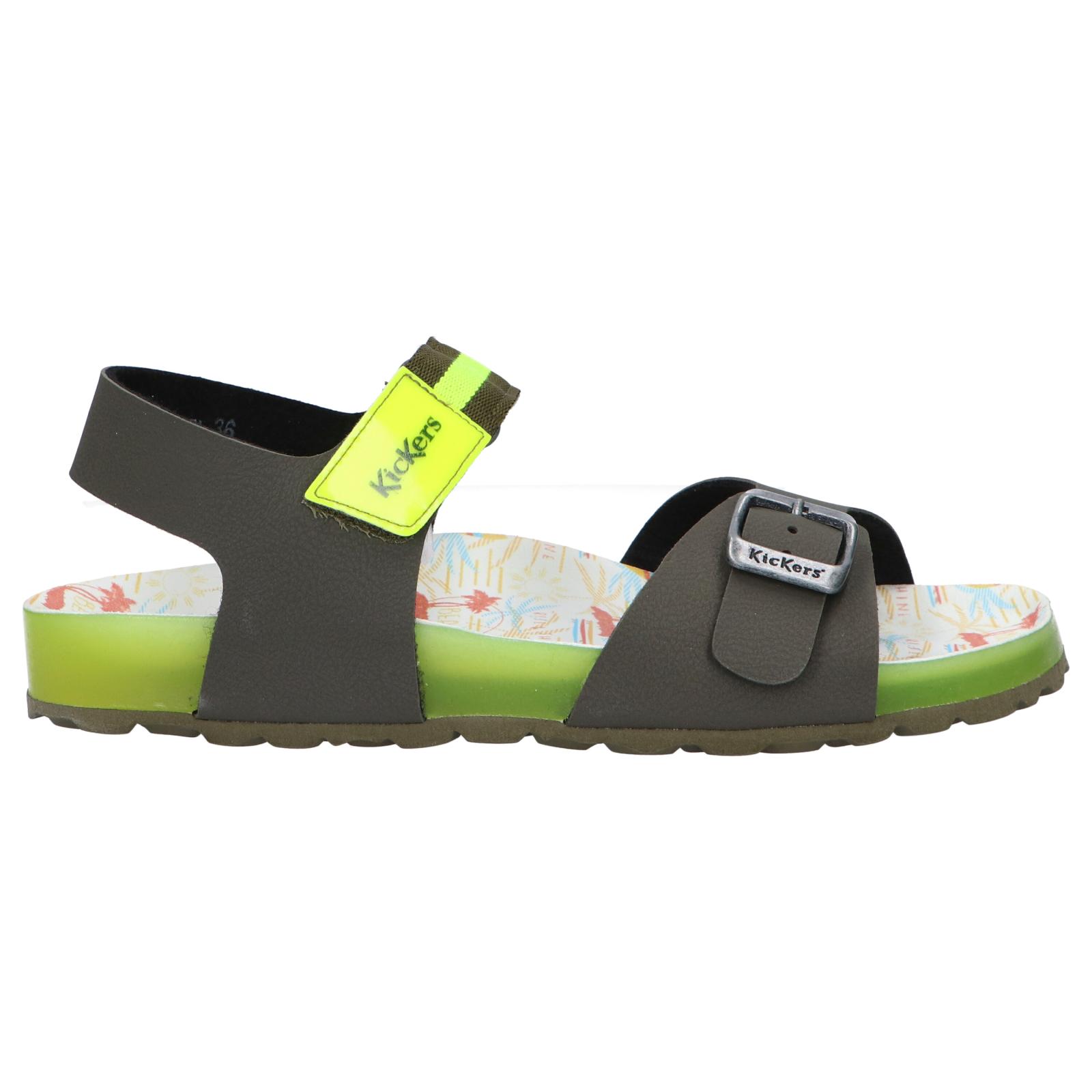 KICKERS 894911-30 SOSTREET 202 KAKI JAUNE SURF Girl and Boy Sandals for Women