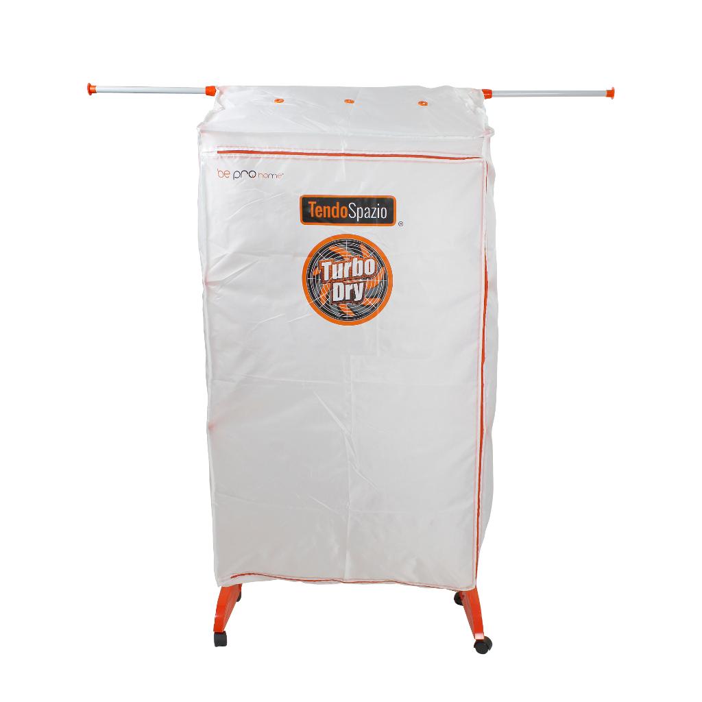 Secadora Tendedero Vertical BeproHome Tendospazio 24 pinzas para 20 kg de ropa Armario con Cubierta y Calefactor 3 lineas de tendido regulable en altura