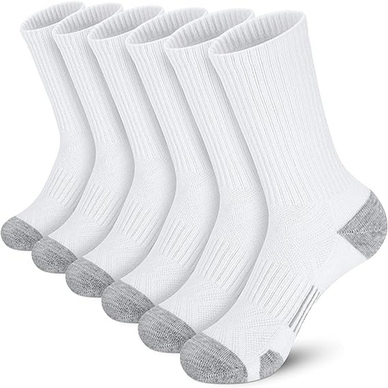 TK 6 Pares de calcetines Deportivos largos para Hombre Altos antisudor antideslizantes transpirables Composición Running senderismo ciclismo Blanco