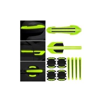 CA Juego de 12 molduras protectoras para puertas de coche, tiras reflectantes decorativas, impermeables, duraderas y anticolisión (verde)
