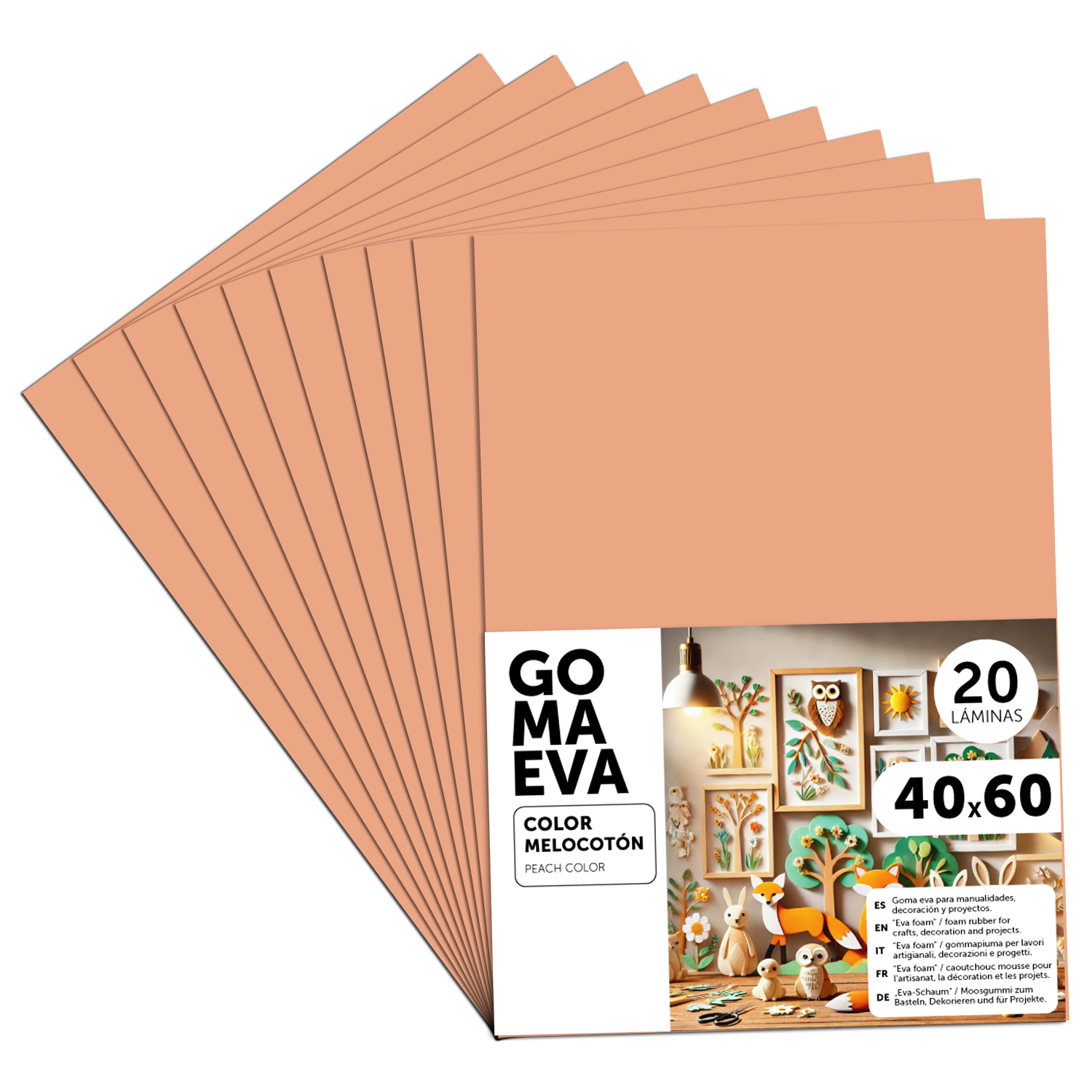 Goma Eva para Manualidades, Goma Espuma de Colores para Proyectos Creativos, Ideales para Artes y Manualidades, uso Escolar, Profesional o Artístico 40x60cm - m-office