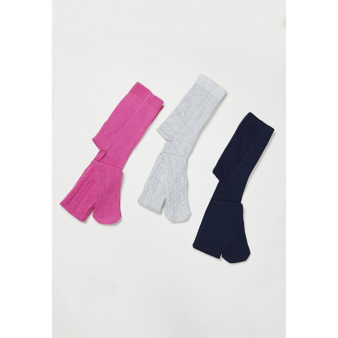 Koroshi - Pack 3 leotardos niña de algodón 78% con poliéster y elastano, suaves y elásticos para uso diario en otoño e invierno