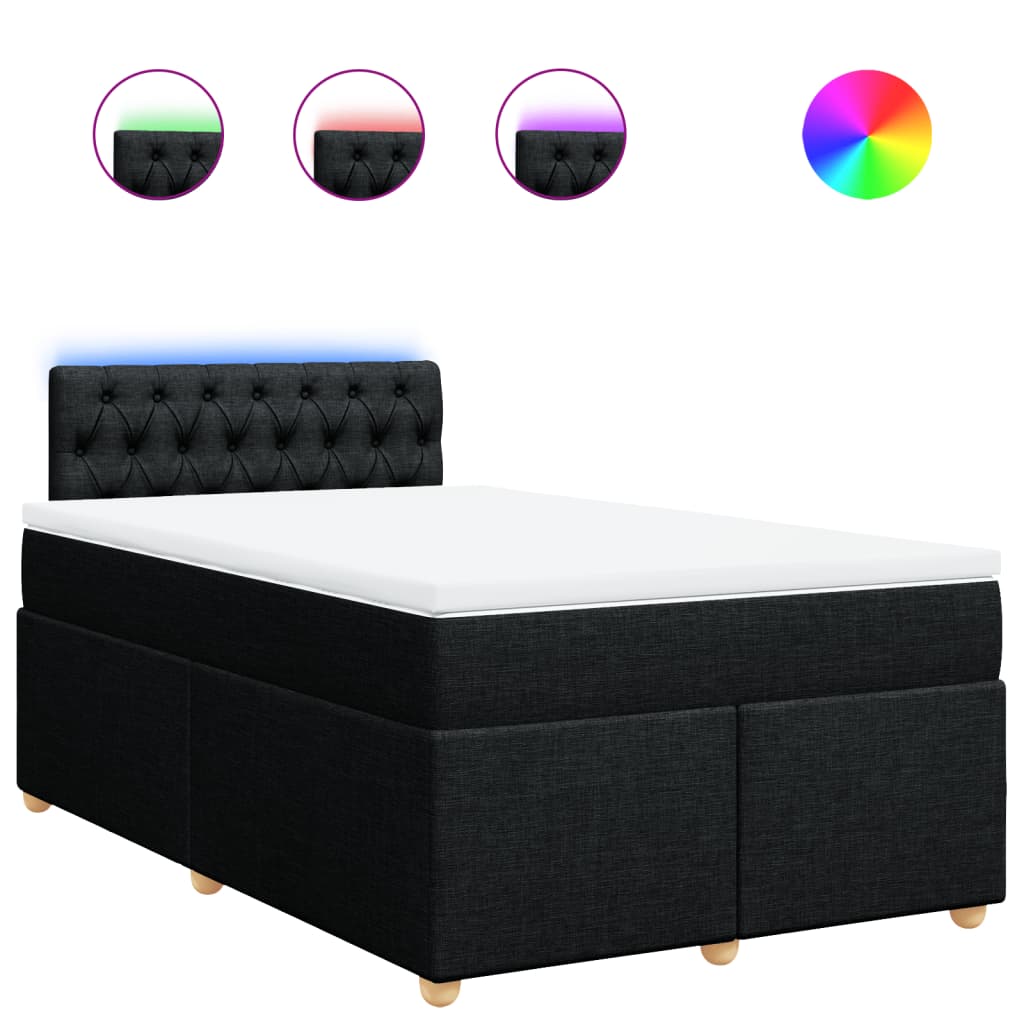 vidaXL Cama box spring con colchón tela negro 120x200 cm