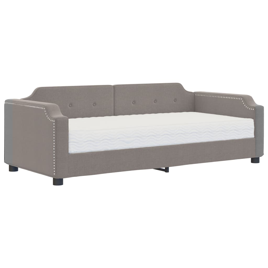 vidaXL Sofá cama con colchón tela gris taupe 90x200 cm