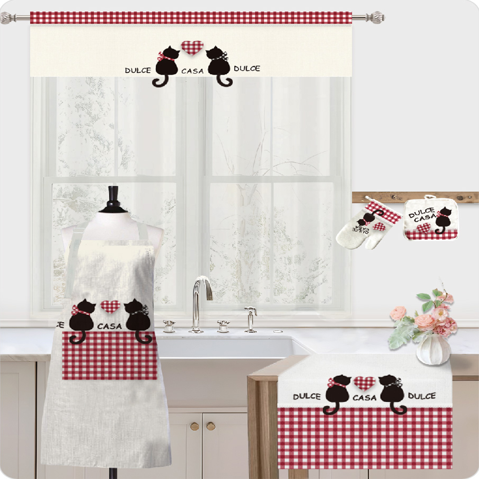 et de Cocina 3 Piezas: Delantal Ajustable, Guantes y Agarraderas para Horno, Resistentes al Calor, Antideslizantes, para Hornear, Asar, Parrilla y Cocinar