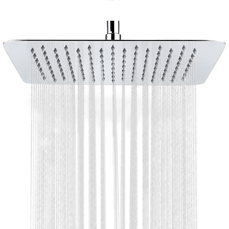 OmHome Cabezal de ducha, ducha de mano ultrafina, cabezal de ducha cuadrado de acero inoxidable 304 con boquilla de silicona, accesorios de baño, ahorro de agua a alta presión (25cm) 1 pieza