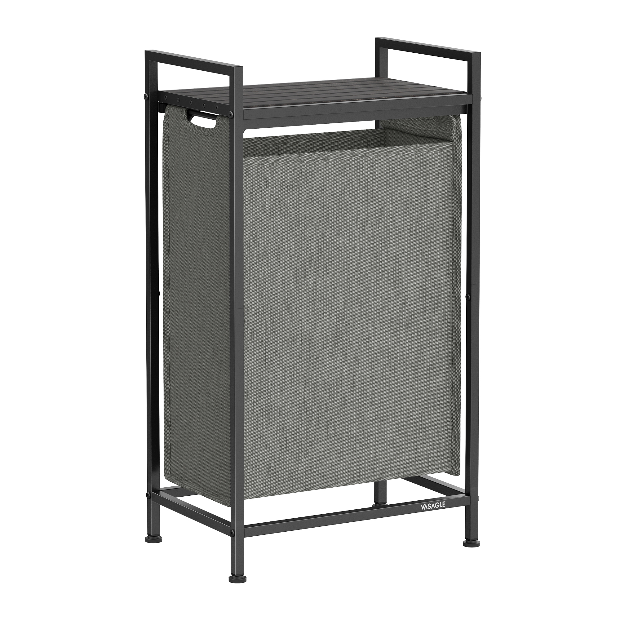 VASAGLE Cesto para Ropa Sucia, Cesta Colada, Bolsa Colada de Tela Oxford Extraíble y Desmontable, Estante, Marco Metálico, 47 L, 42 x 28 x 75 cm, Marrón Rústico y Negro/Gris Pizarra y Gris Carbón/ Blanco Crema y Blanco Nube