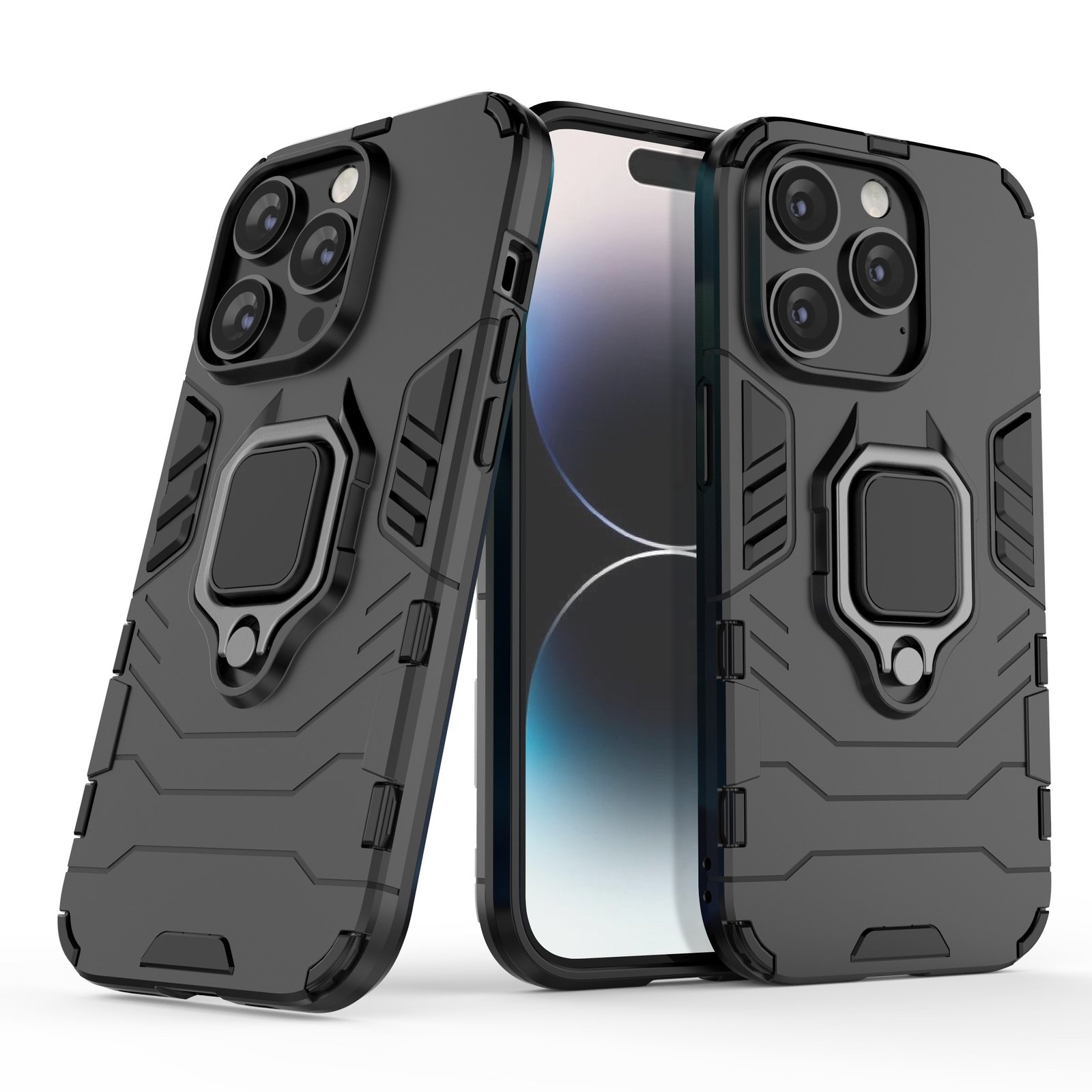 Max Power Digital Funda para móvil IPhone 14 Pro Carcasa Magnética con Anillo Imán Antigolpes Resistente Rígida Dura [Tecnología de Absorción de Golpes] Soporte para Ver Multimedia en Manos Libres y Perfecta para Hacerse Selfies