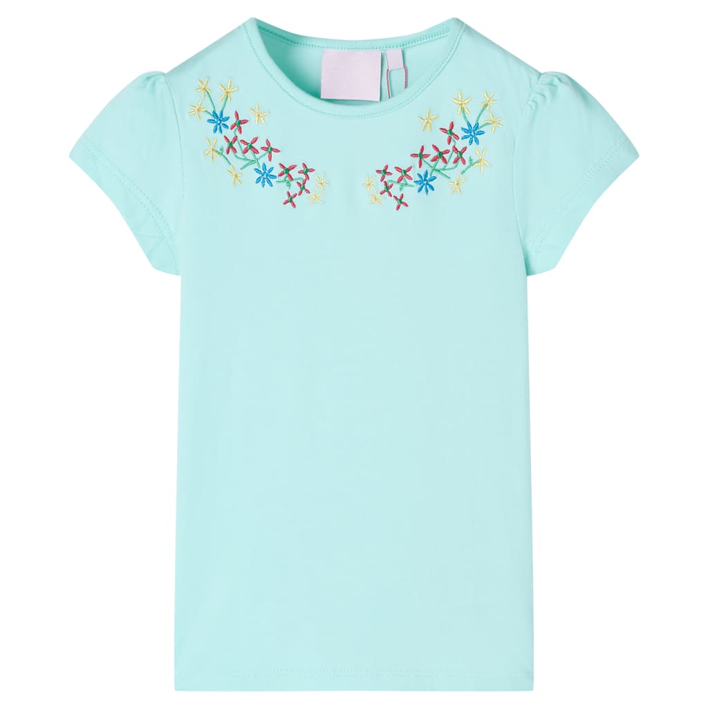 Camiseta infantil aguamarina claro 128 en color Verde agua/Rosa