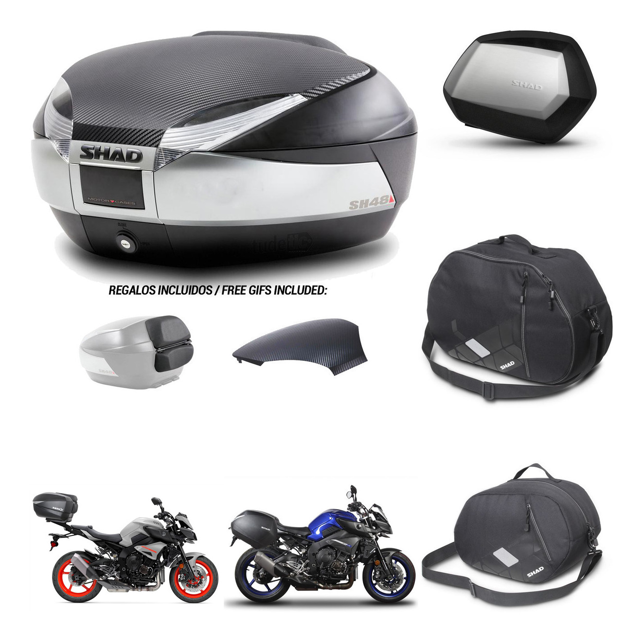 Maletas Laterales + Baul Trasero + Accesorios + Herraje 3P + Herraje Montaje Sh48 Sc Sh35 Premium KIT-254949