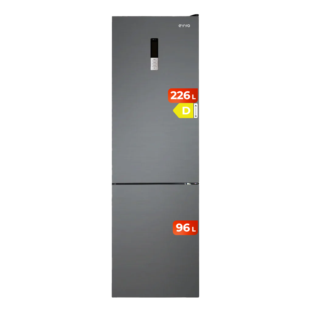 EVVO Frigorífico Combi F55, 226 l + 96 l, Total No Frost, Clase energética D, Multi Air Flow, Panel LED táctil