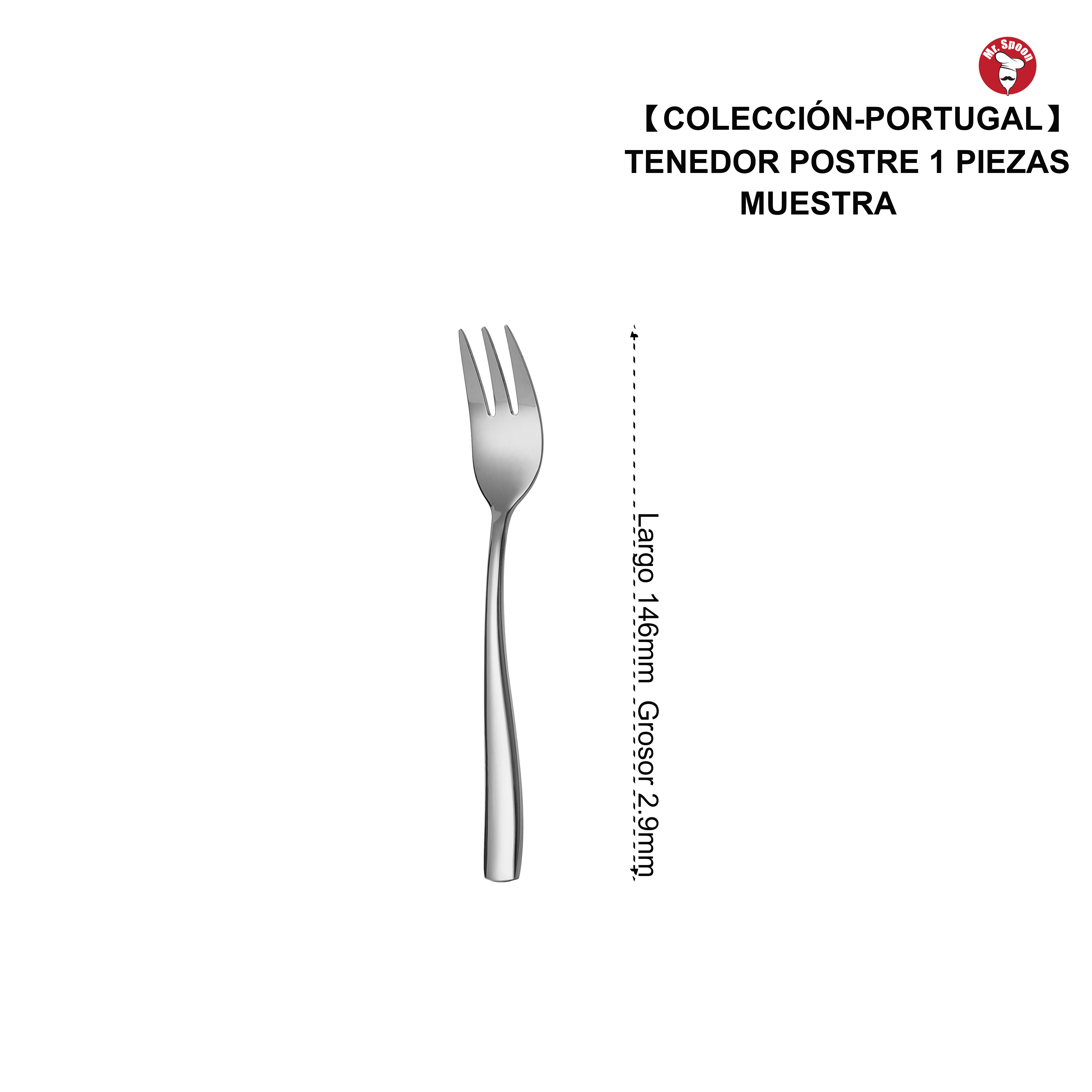 Tenedor de Postre Premium Mr.Spoon Serie Portugal 146 mm Acero Inoxidable 18/8 Plateado, Alta Calidad, Resistente a la Corrosión y Duradero, Ideal para Tartas, Fruta y Postres, Apto para Lavavajillas,Venta al por Mayor para Hostelería, Restaurante y Hotel